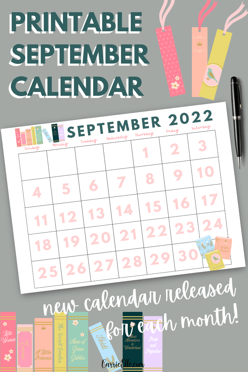 Printable Dated September 2022 Calendar Carrie Elle