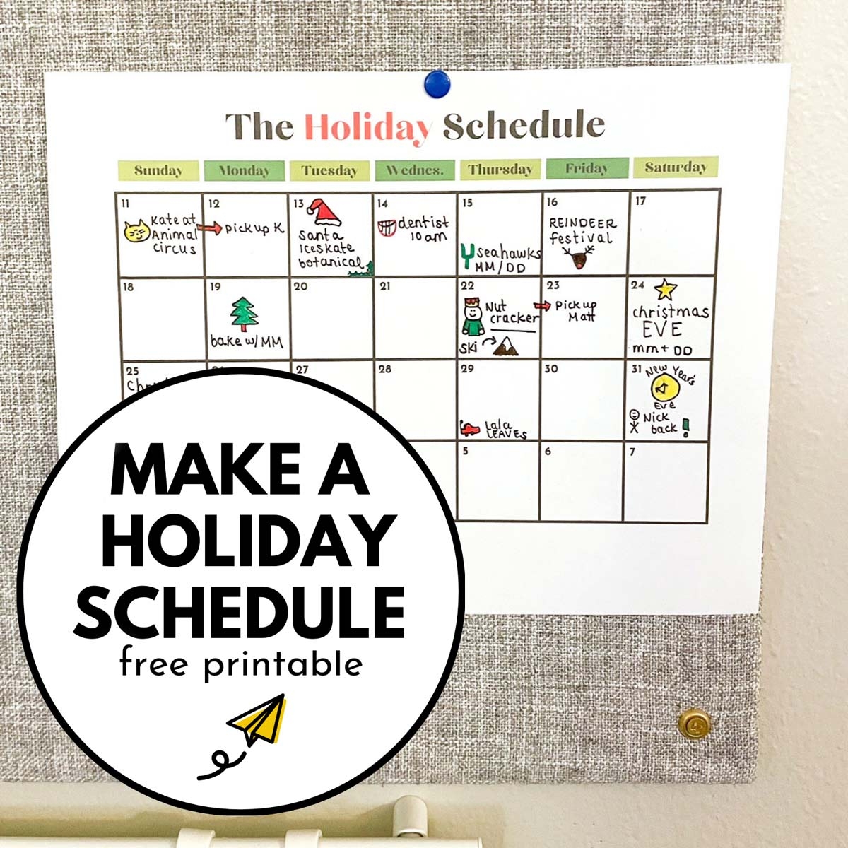 Printable Holiday Calendar For Kids Busy Toddler