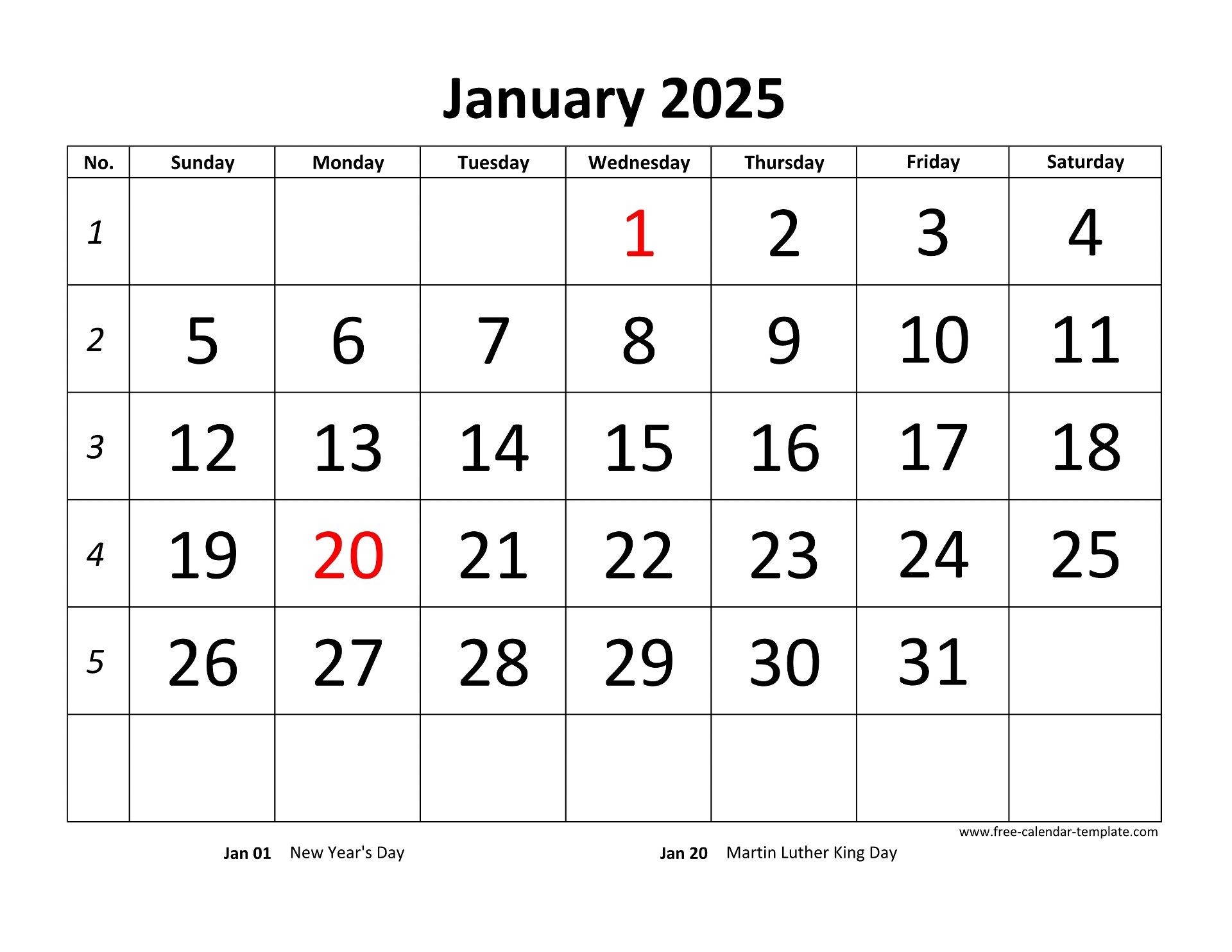 Printable Monthly Calendar 2025 Free calendar template Printable Monthly Calendar 2025 Free calendar template