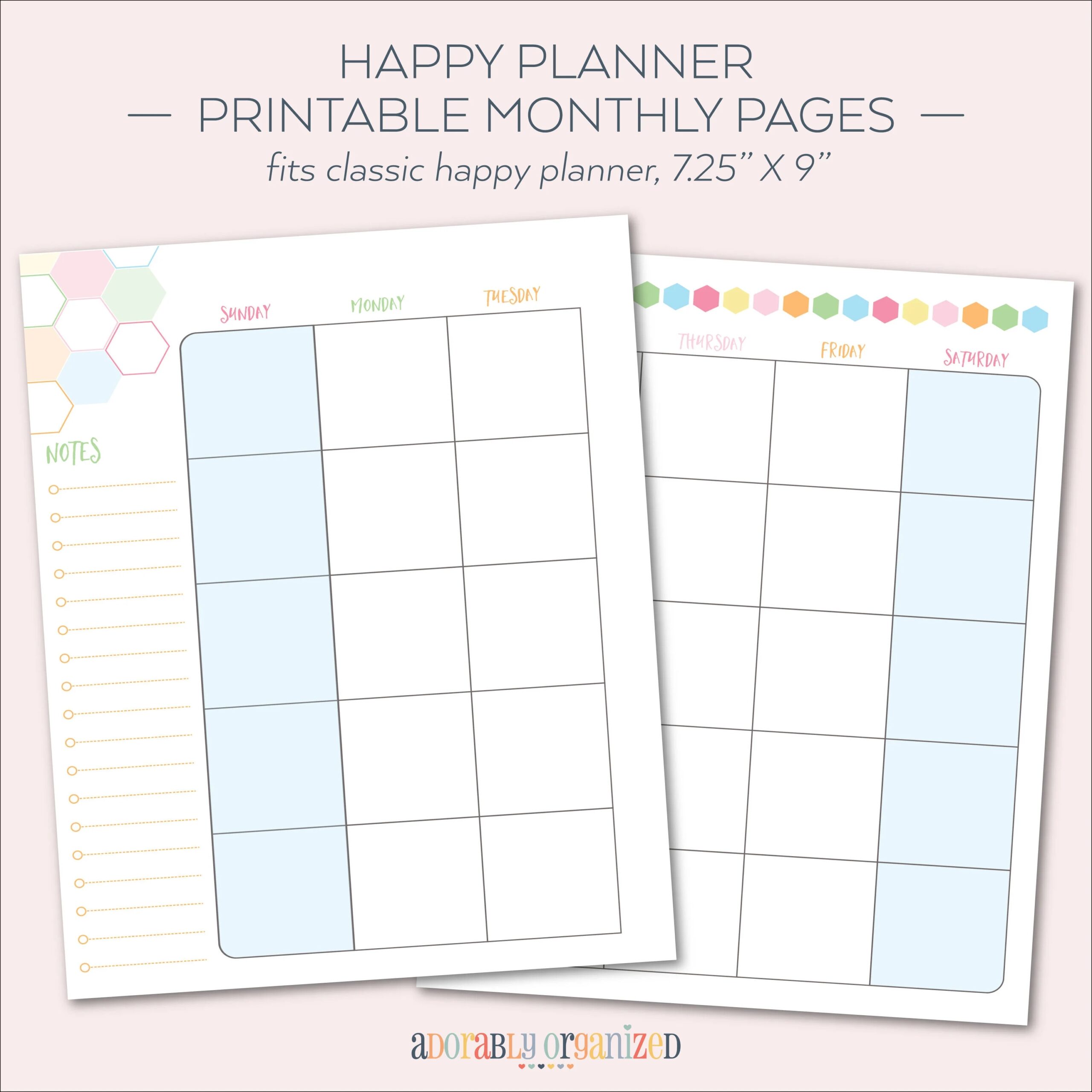 Printable Monthly Planner 7 X 9 25 Etsy