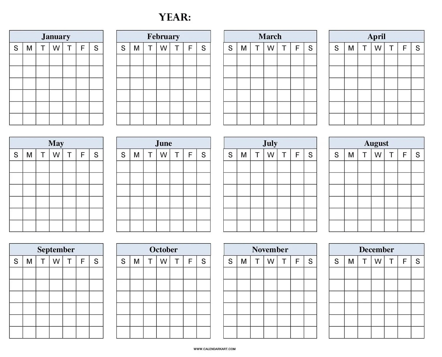 Free Year Calendar Printable