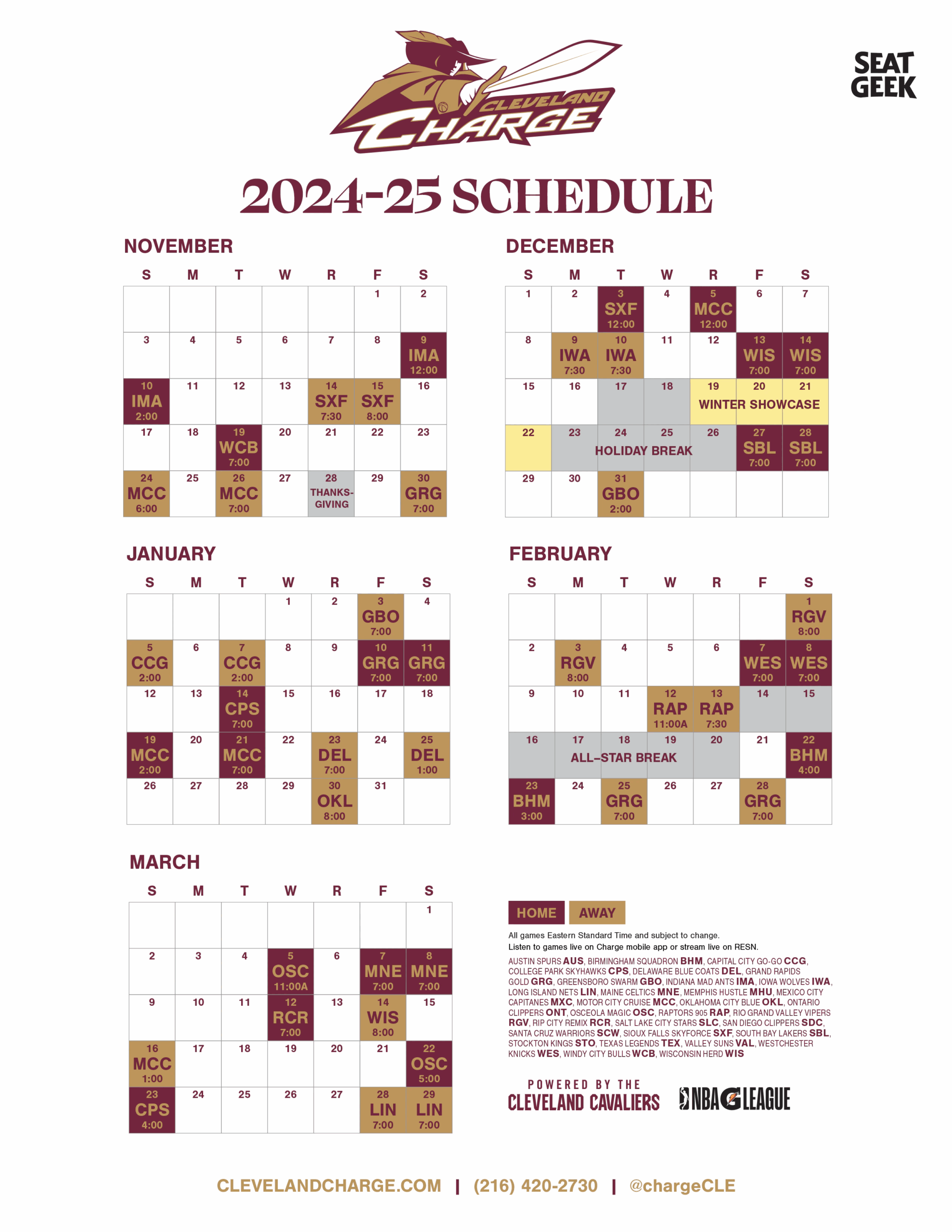 Printable Schedule Charge Basketball