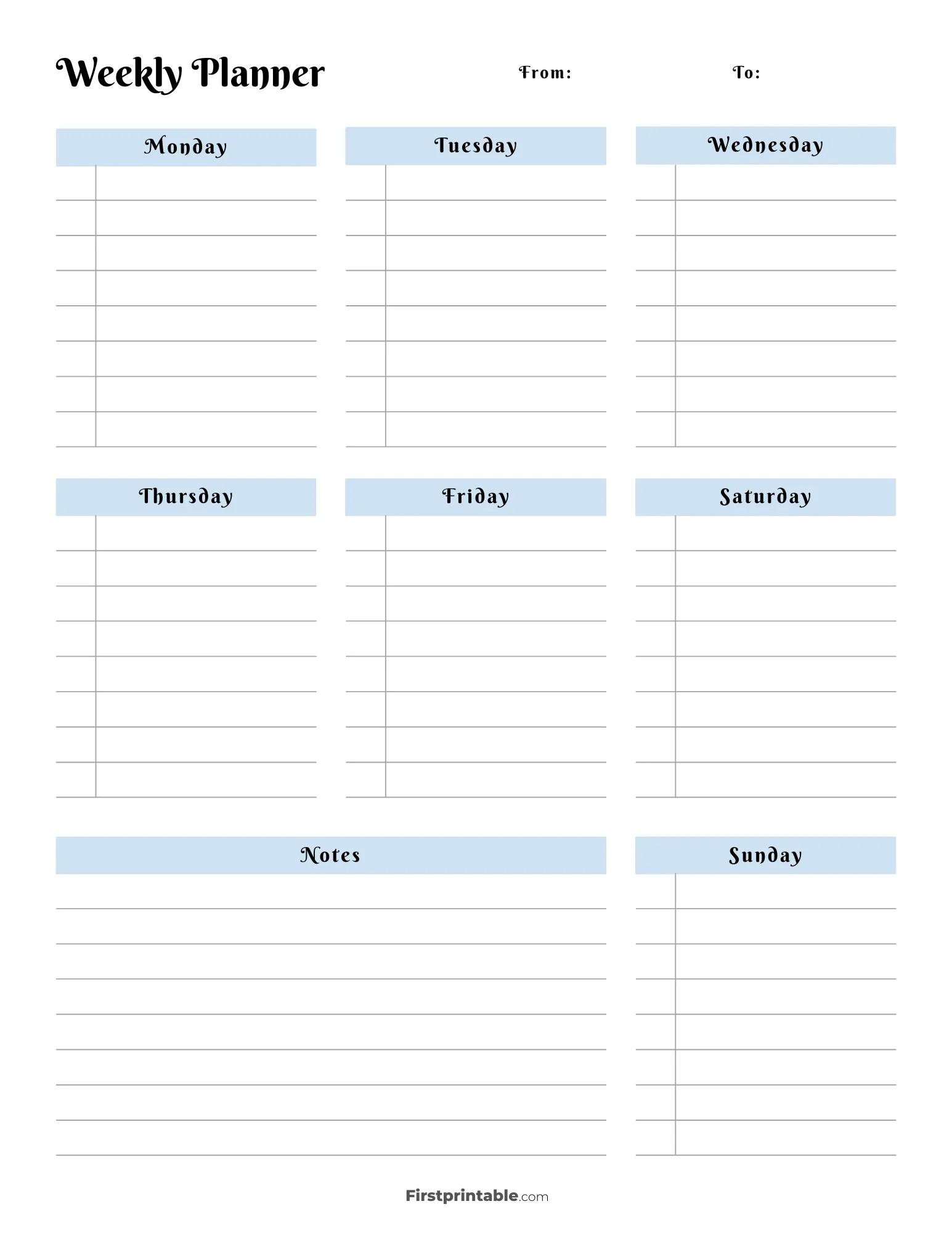 Calendar Weekly Printable