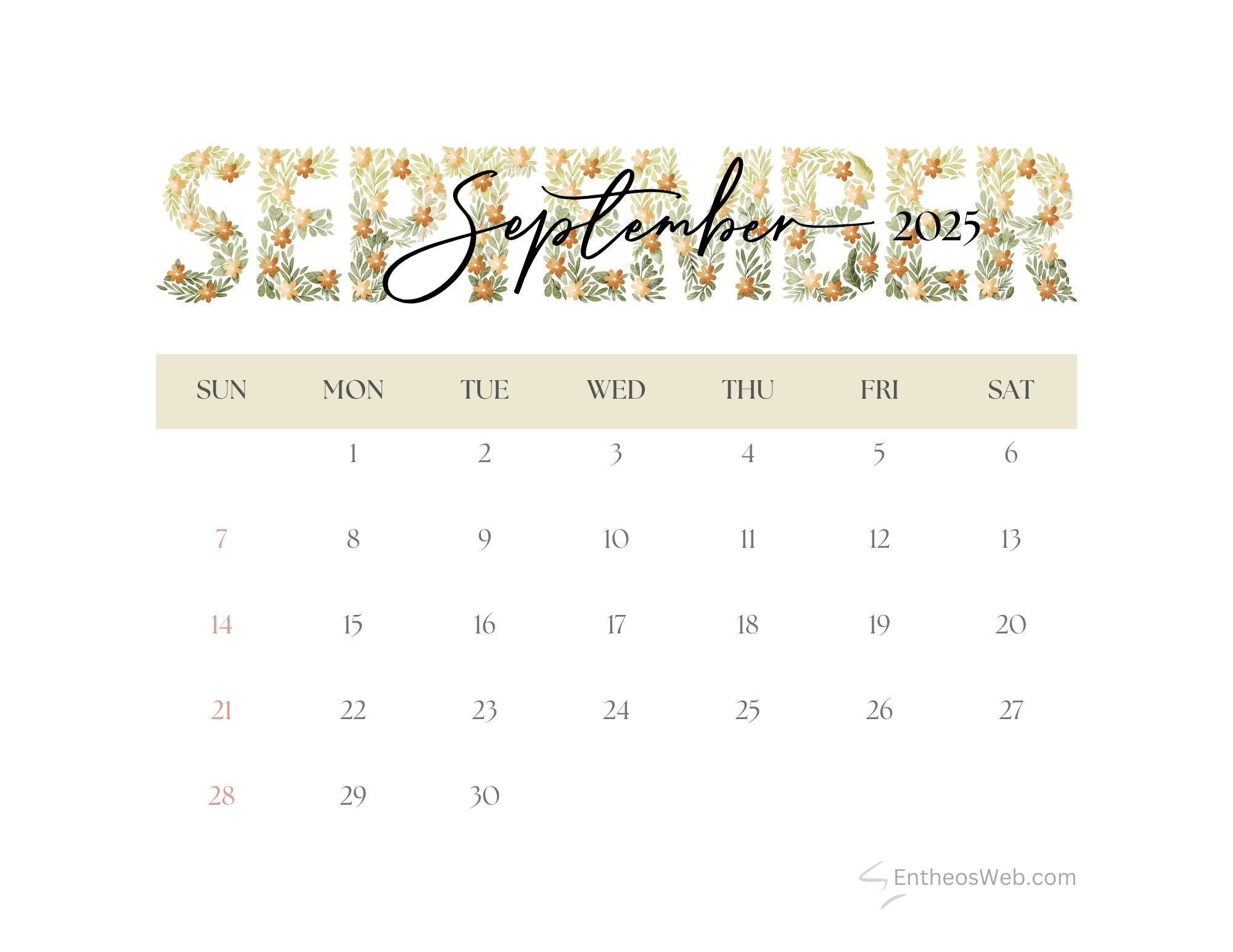 Printable Calendar For Sept 2025