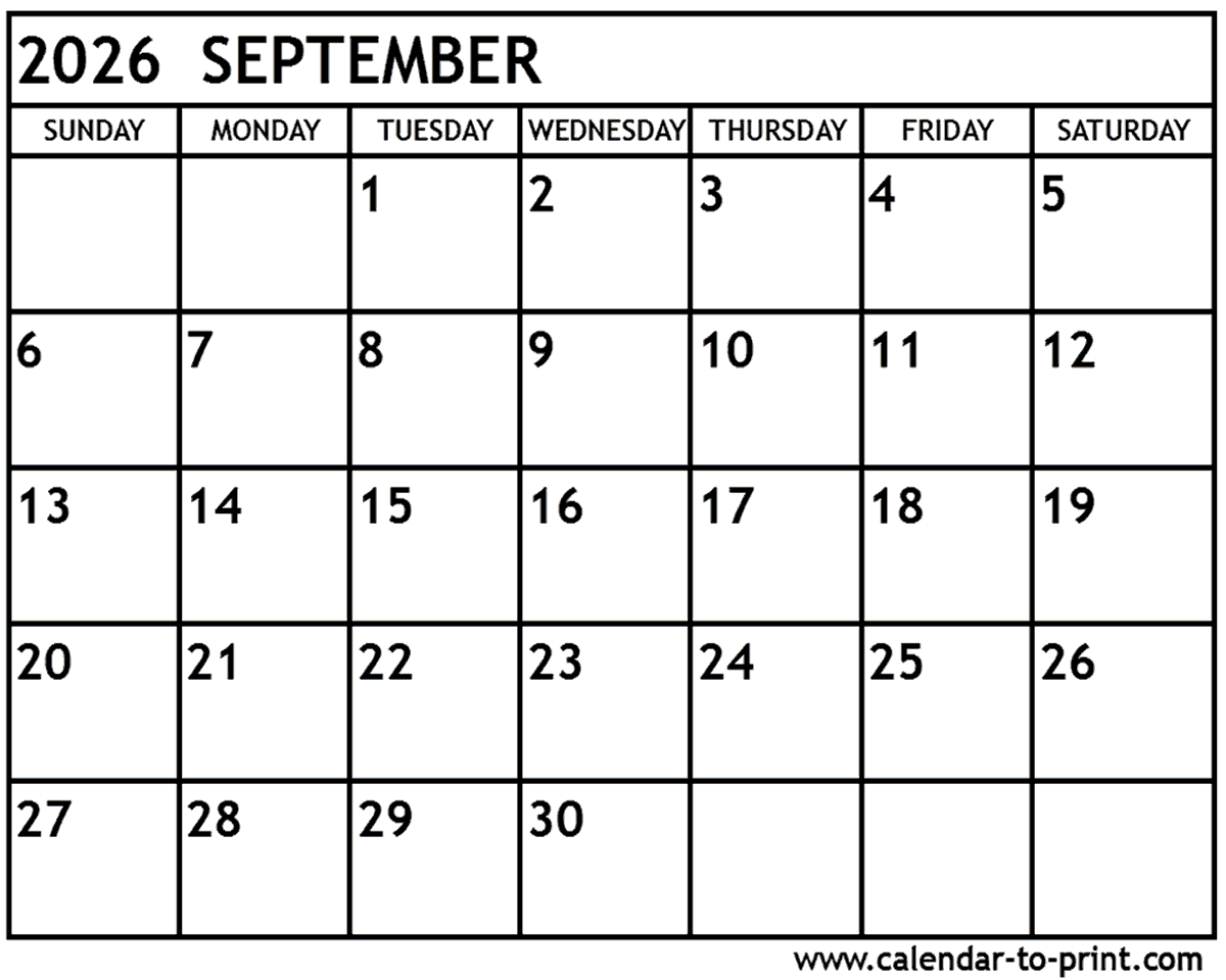 Printable Calendar July August September 2026