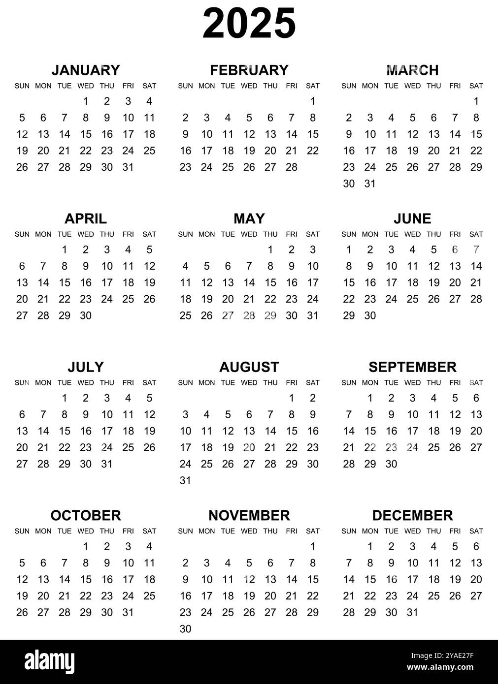 Simple 2025 Year Calendar Week Black And White Stock Photos Images Alamy Simple 2025 Year Calendar Week Black And White Stock Photos Images Alamy