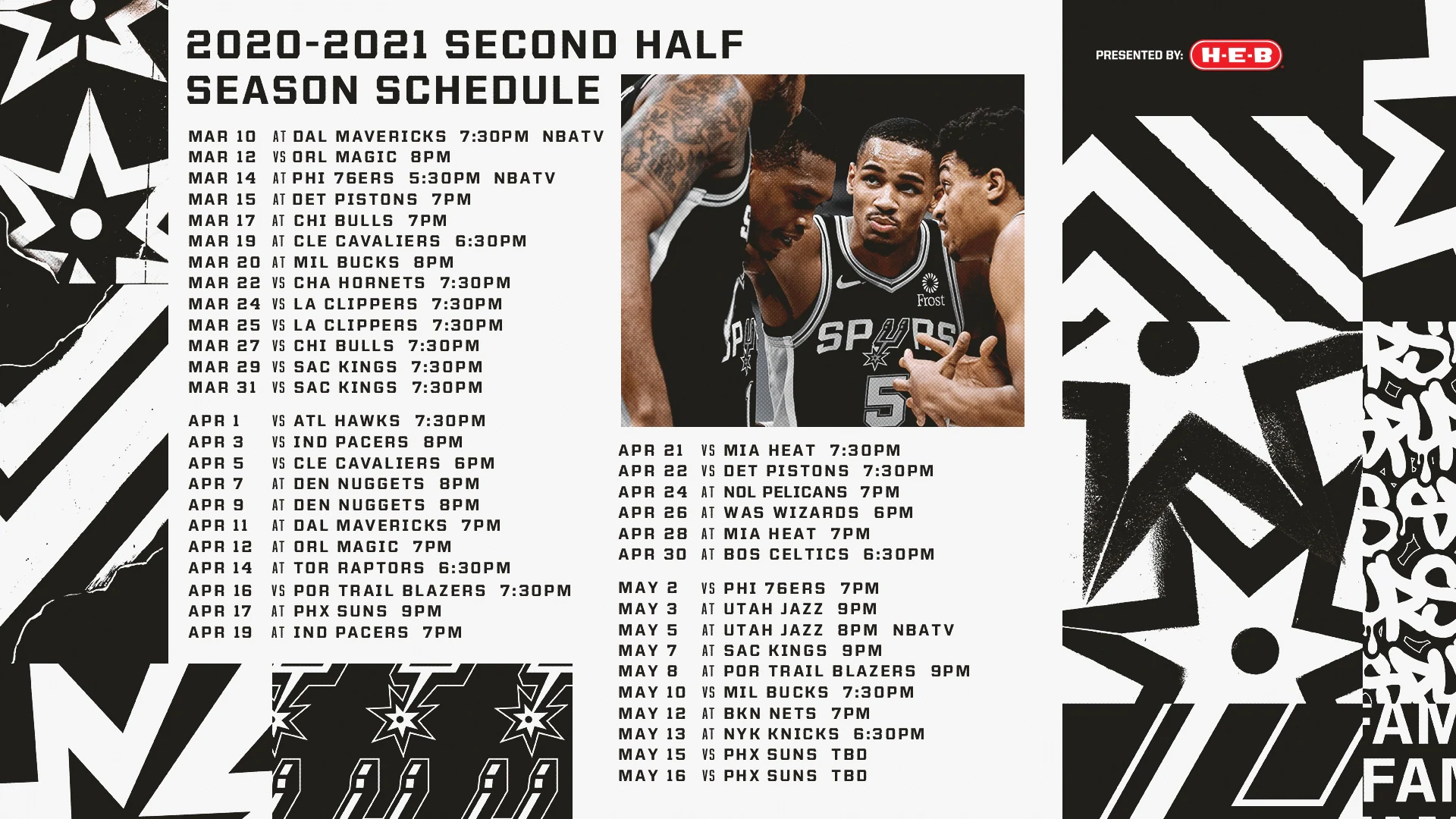 SPURS ANNOUNCE SECOND HALF SCHEDULE FOR 2020 21 SEASON San Antonio Spurs