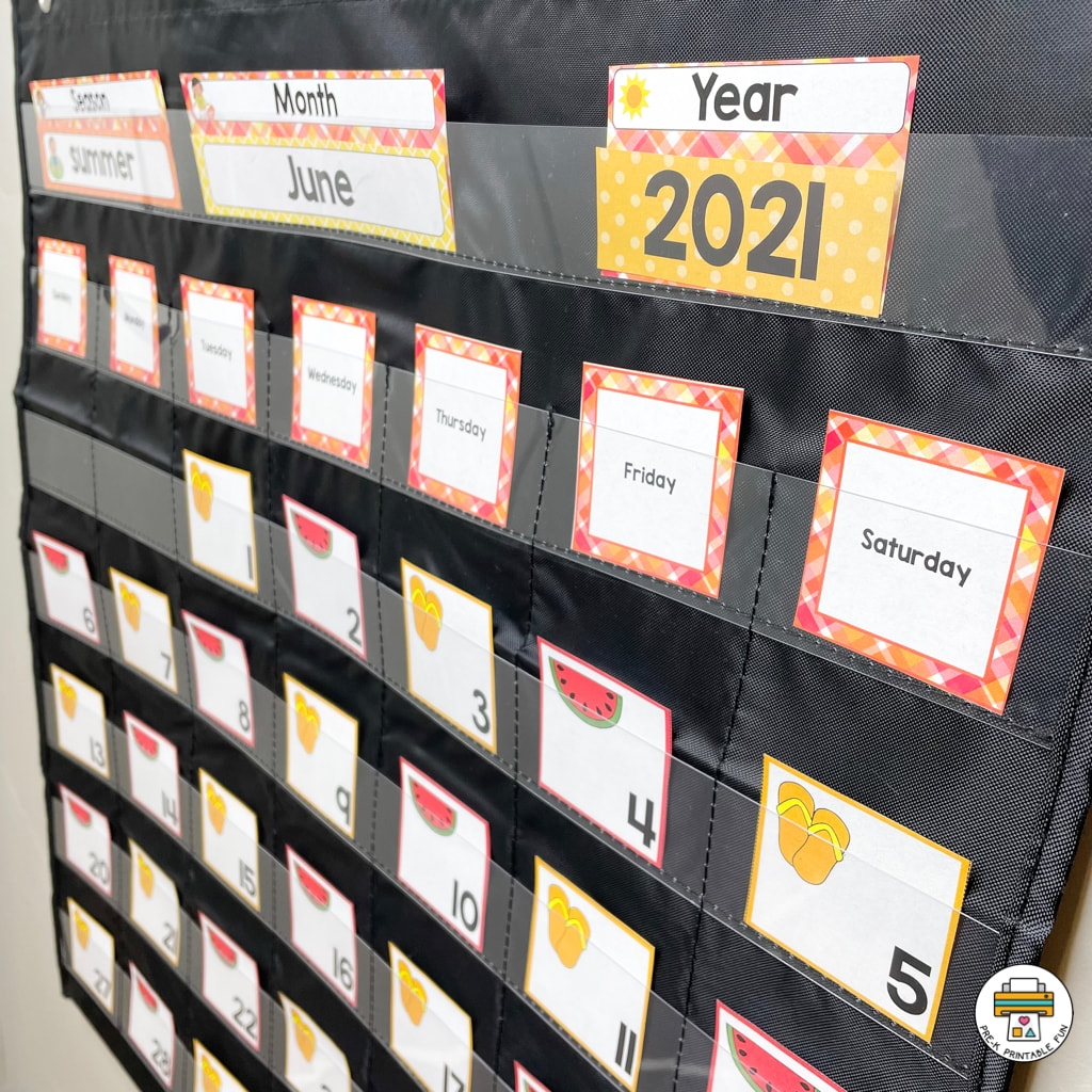 Summer Calendar Pieces Ab Patterning Free Printable