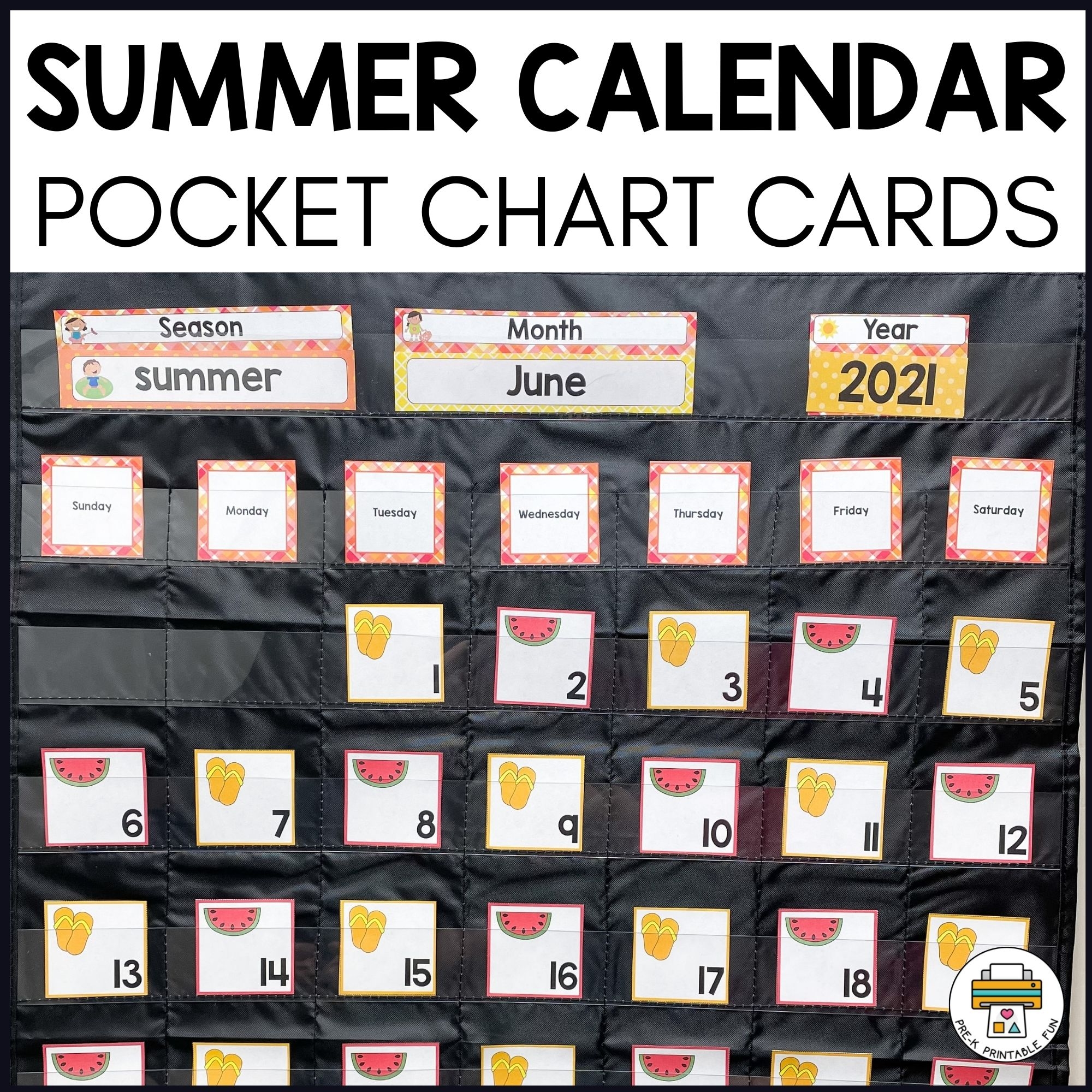 Summer Calendar Number Cards