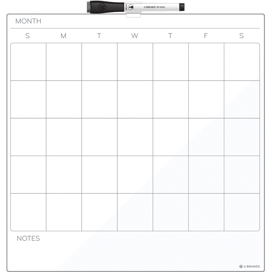 U Brands Magnetic Frameless Dry Erase Calendar Board 14 1 2 Ft Width X 14 6 1 2 Ft Height White Painted Steel Surface Square Horizontal Magnetic 1 Each Lighthouse Office Supply