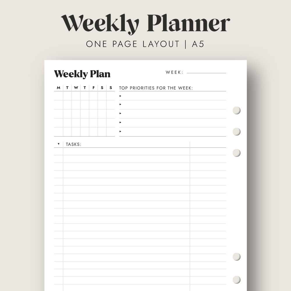 Free Printable A5 Planner Calendar
