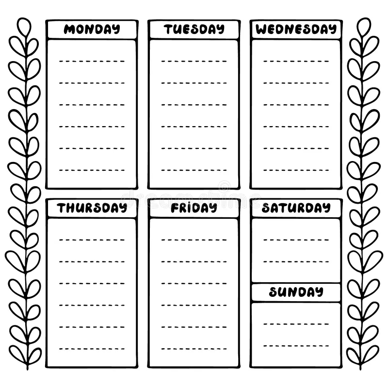 Weekly Schedule Black White Stock Illustrations 852 Weekly Schedule Black White Stock Illustrations Vectors Clipart Dreamstime