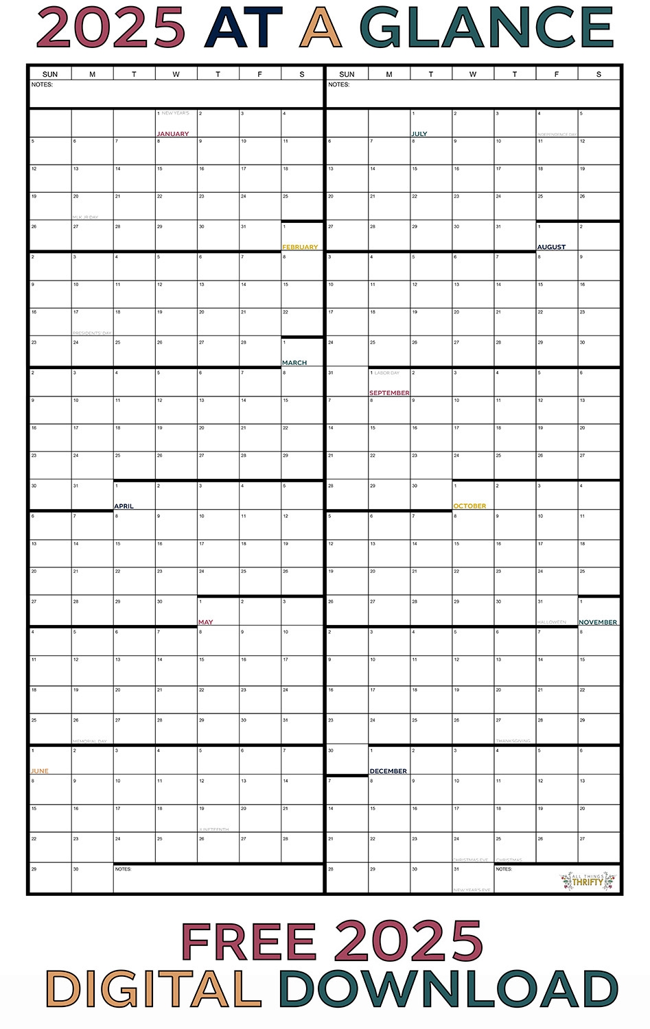 Printable Yearly Calendar