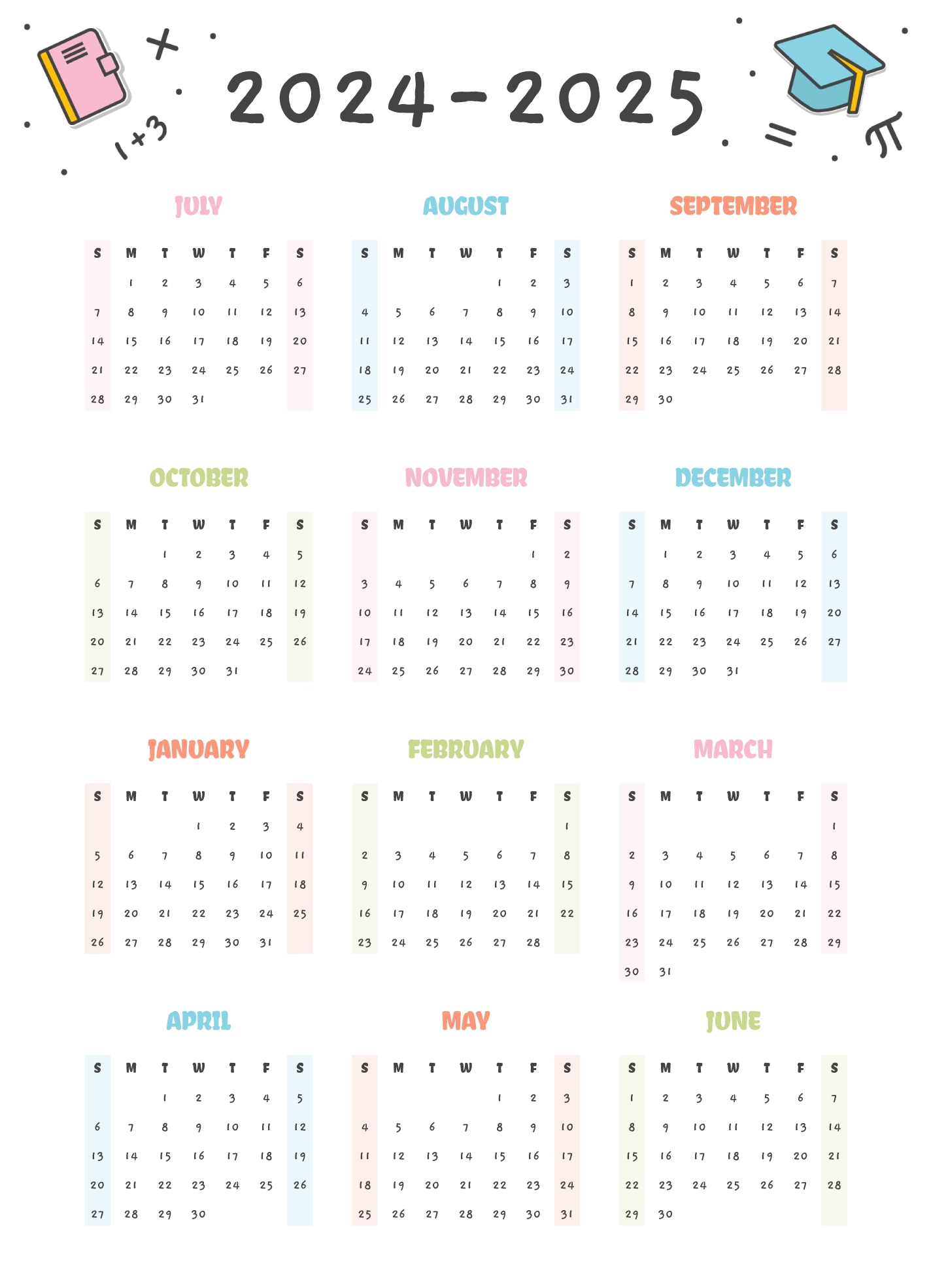 Yearly School Calendar 2024 2025 Free Google Docs Template Gdoc io Yearly School Calendar 2024 2025 Free Google Docs Template Gdoc io