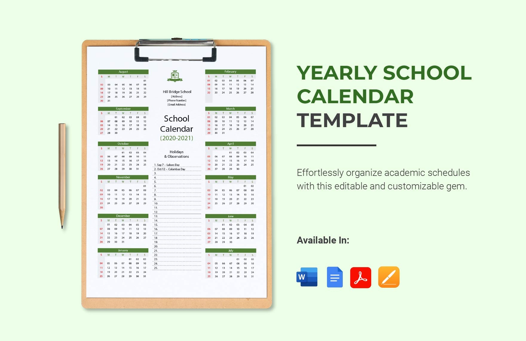 Yearly School Calendar Printable Yearly School Calendar Printable