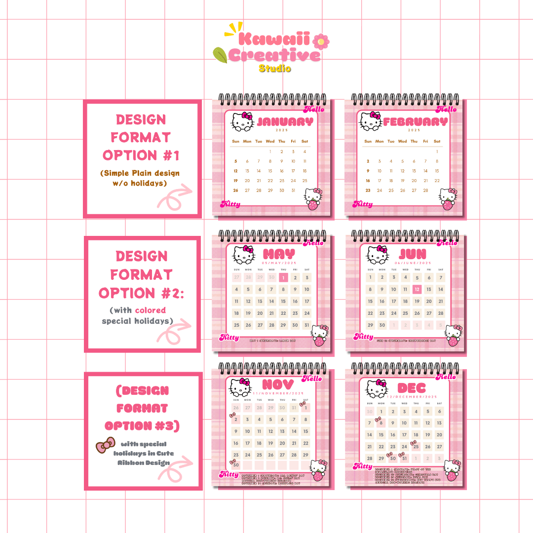 Hello Kitty 2025 Calendar Printable