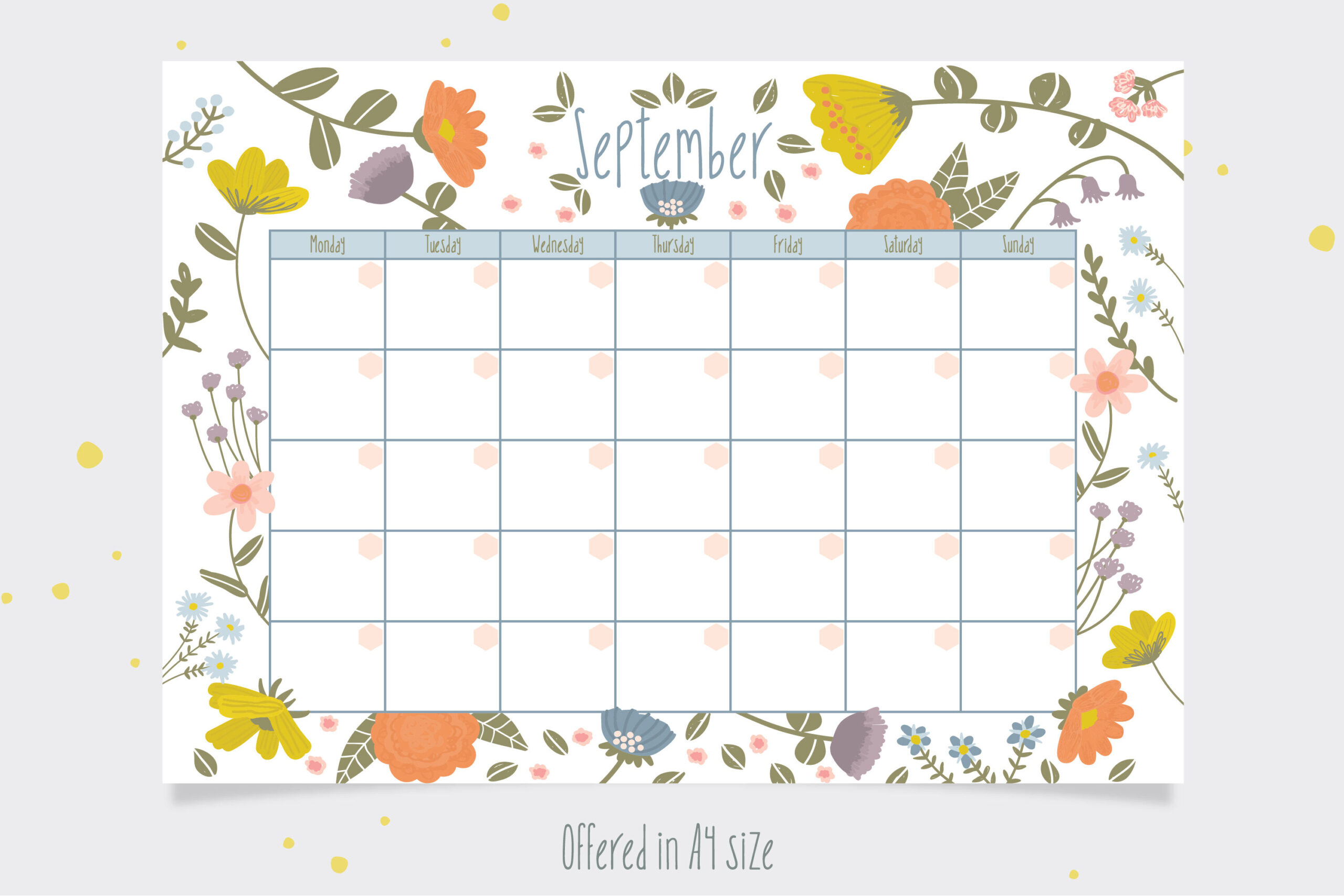 Floral Monthly Calendar Printables