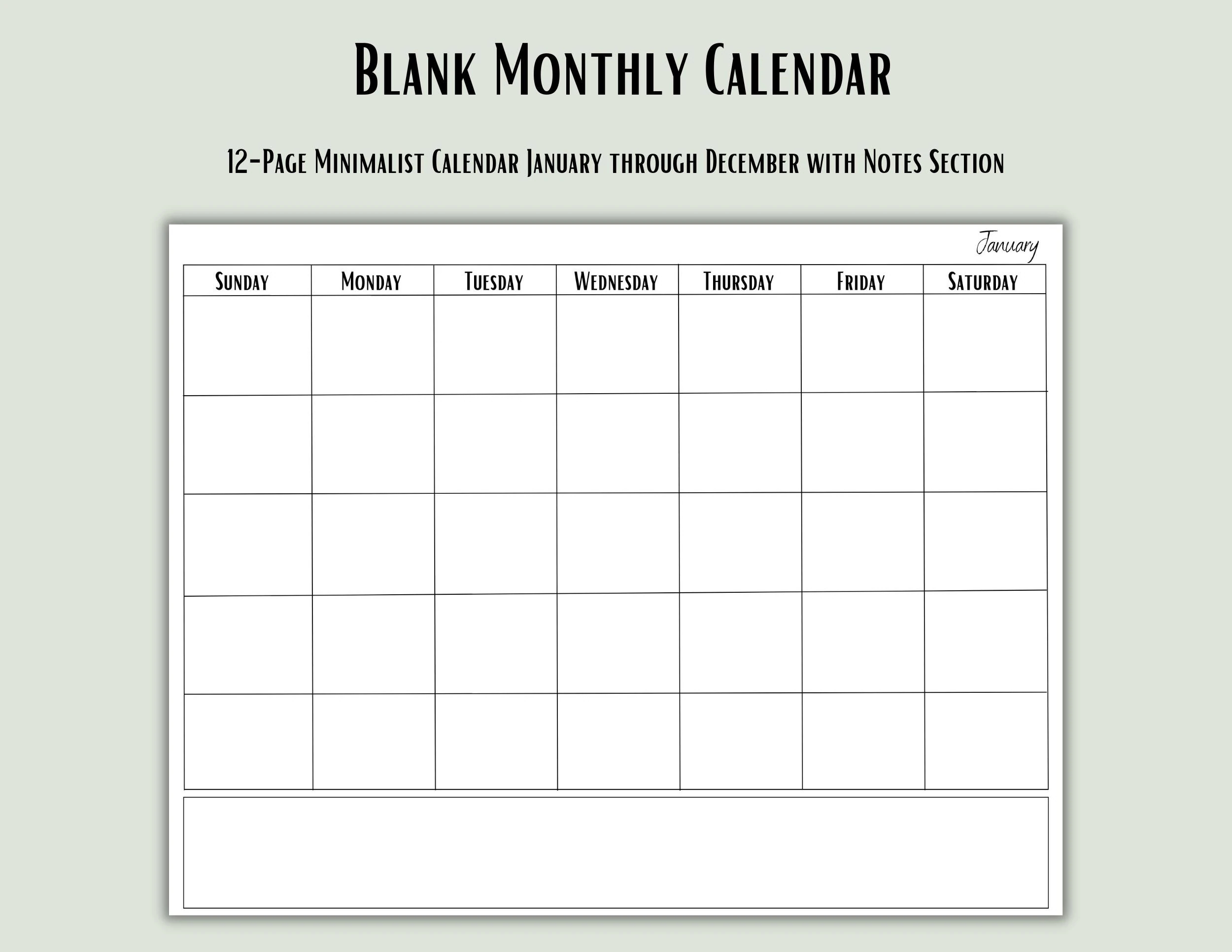 30 Day Calendar Layout Printable