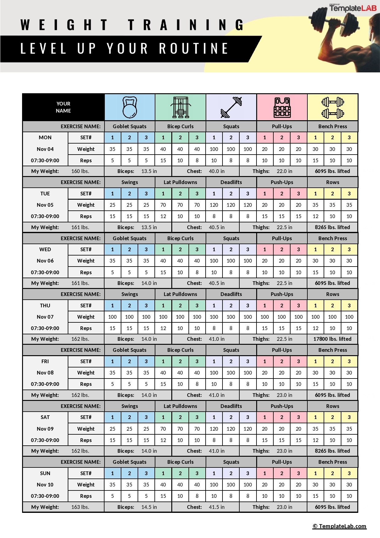 Free Printable Workout Calendar