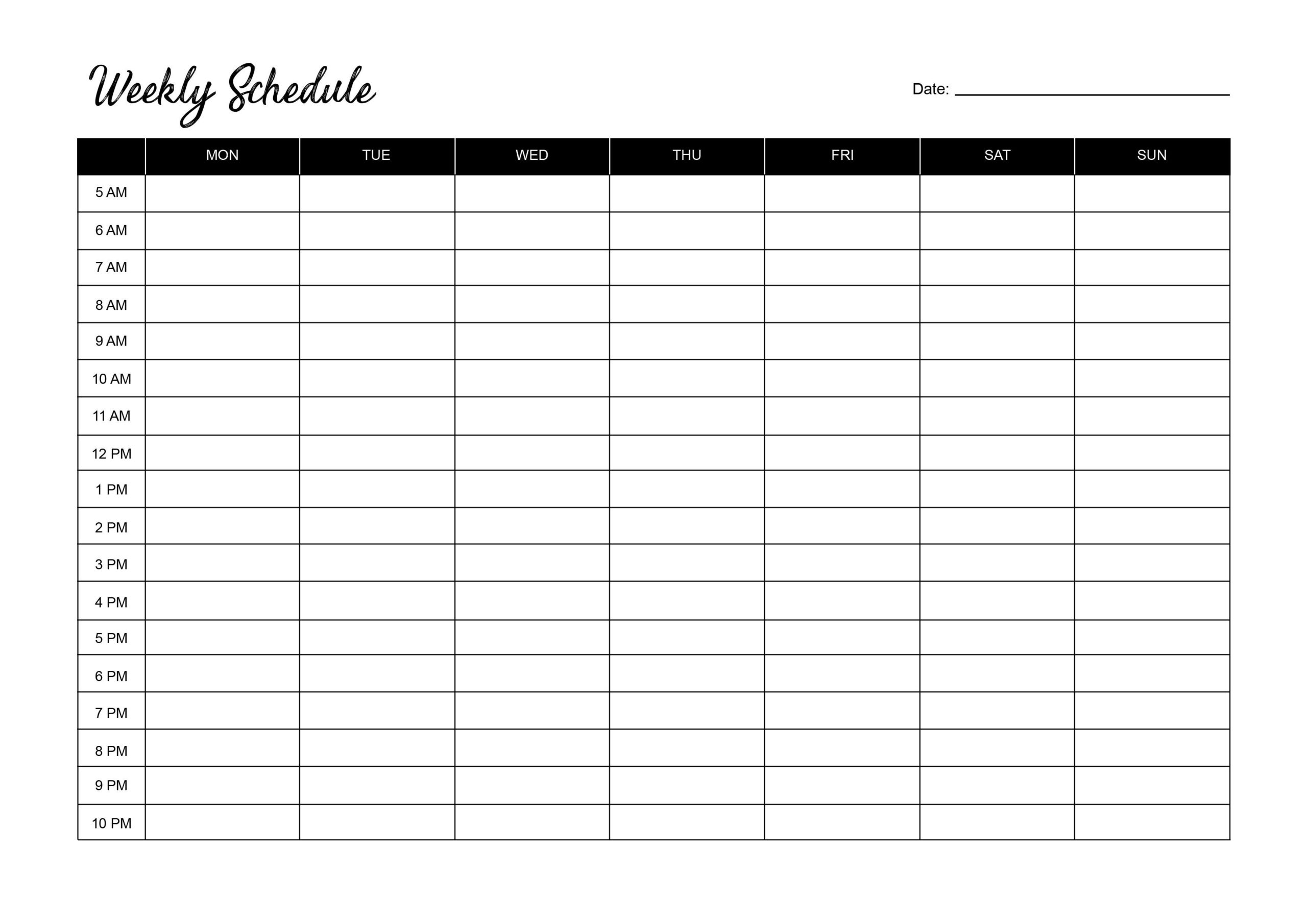 Weekly Calendar Hourly Printable Weekly Calendar Hourly Printable