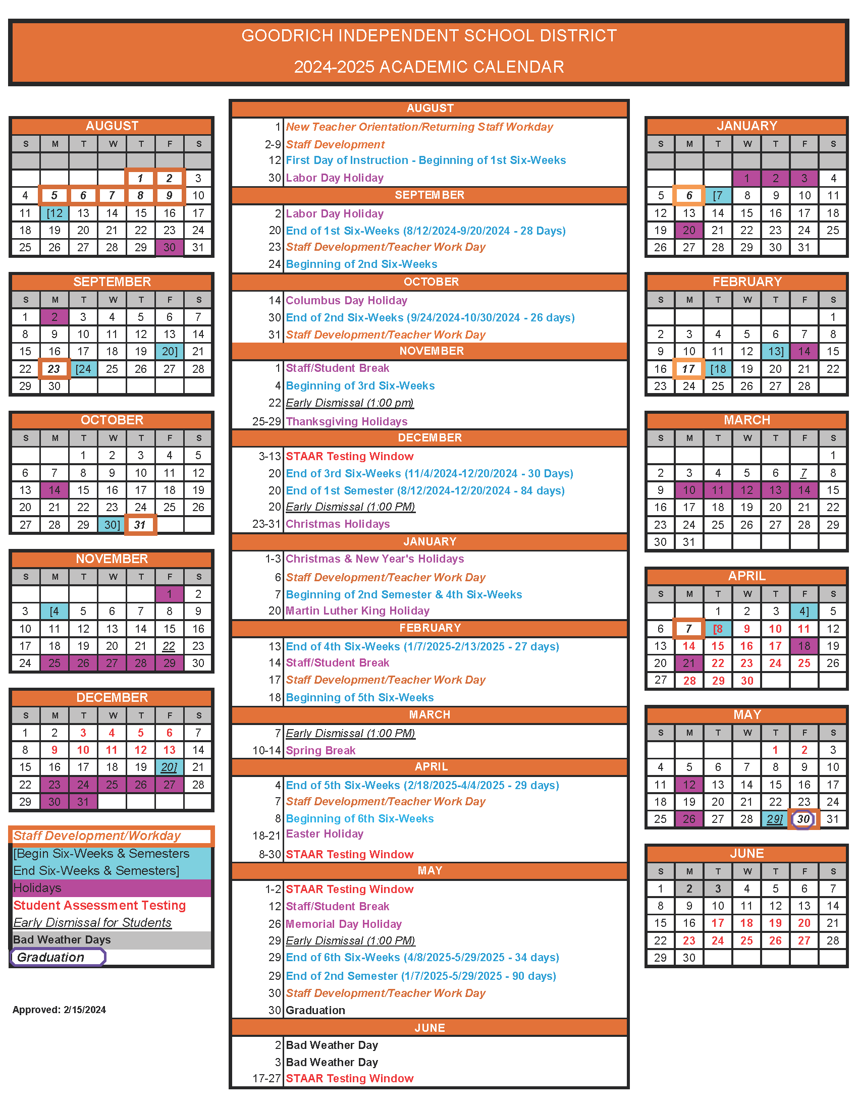 2024 2025 Academic Calendar Now Available Goodrich Independent School District 2024 2025 Academic Calendar Now Available Goodrich Independent School District