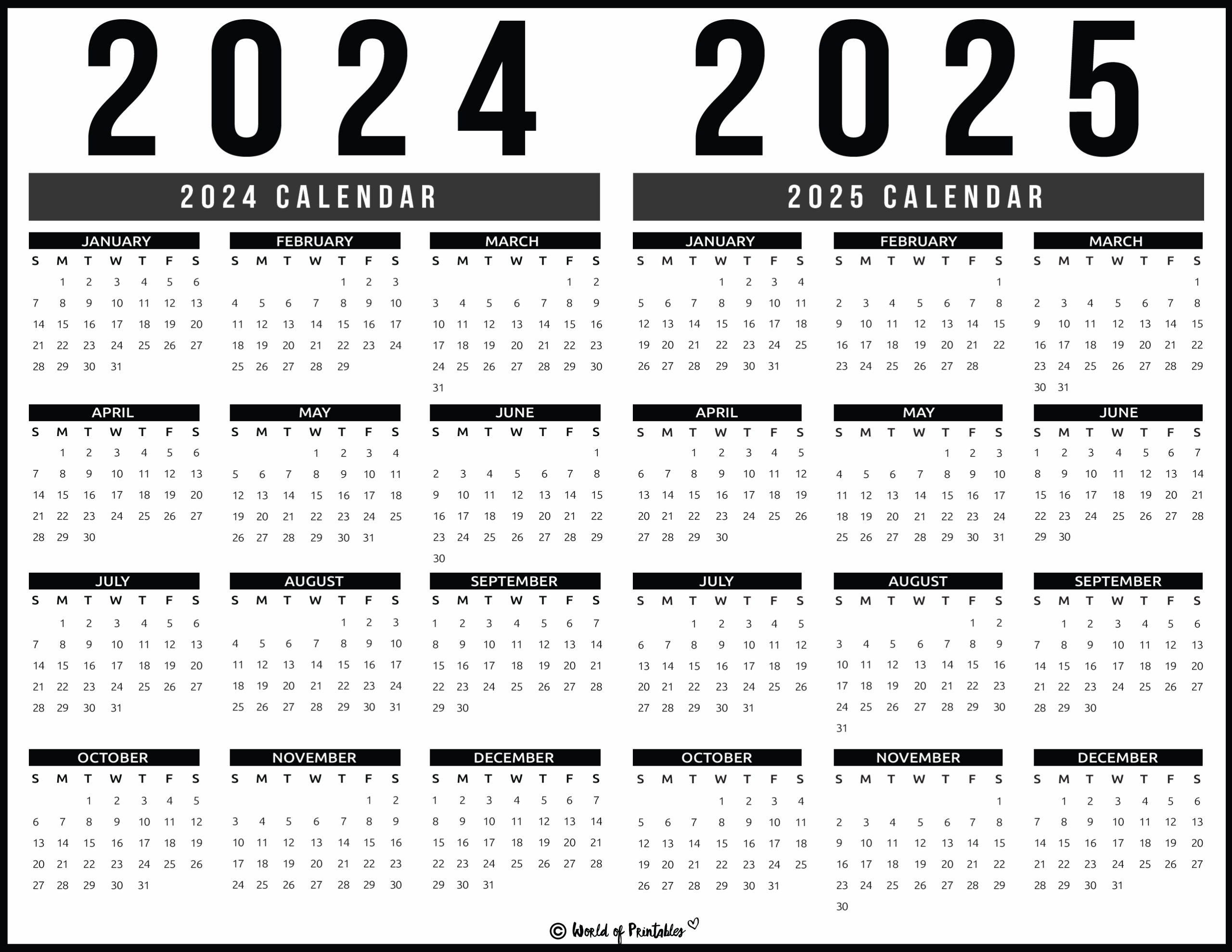 2024 2025 Calendar Free Printables World Of Printables