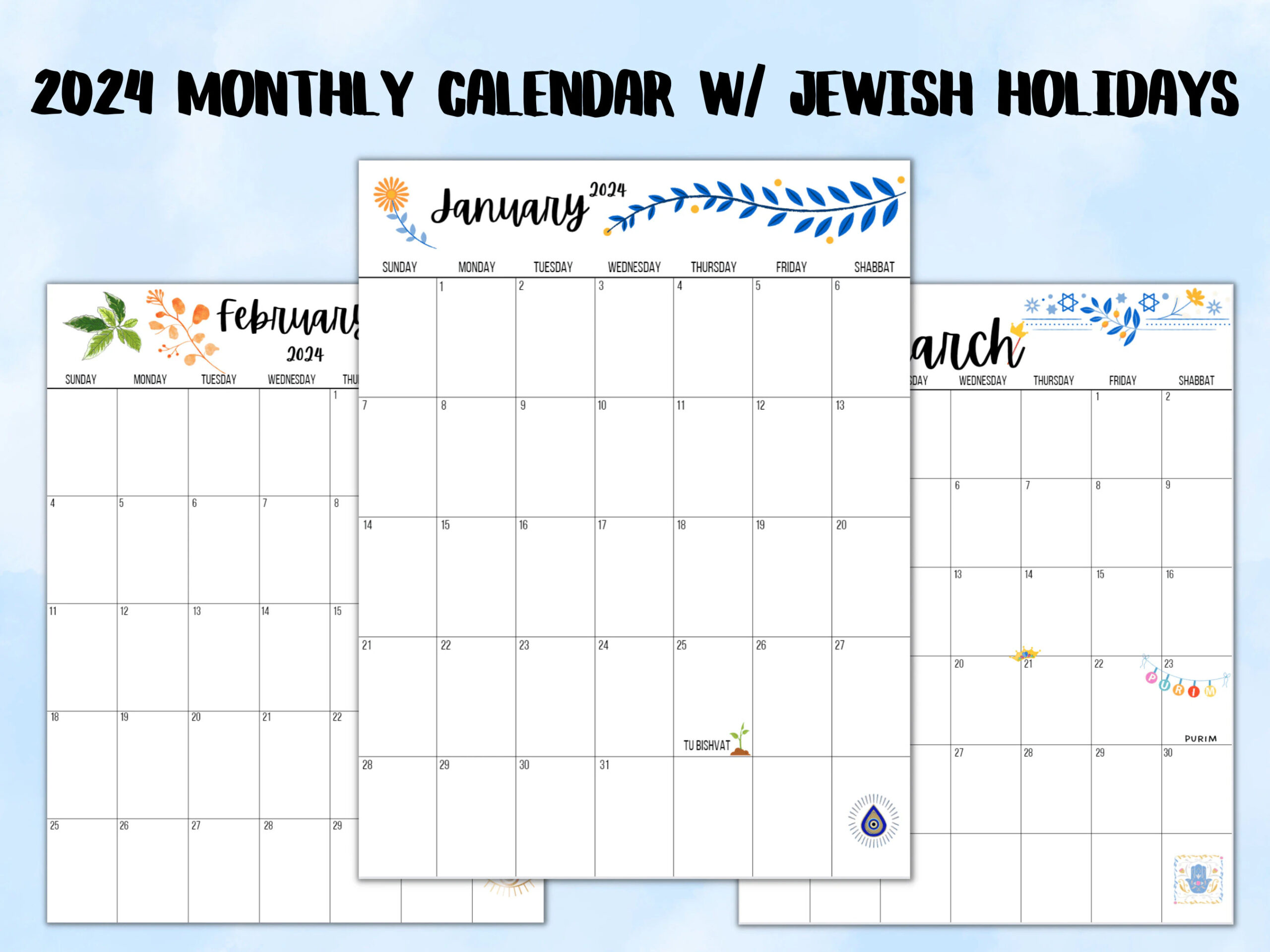 Jewish Calendars Free Printables