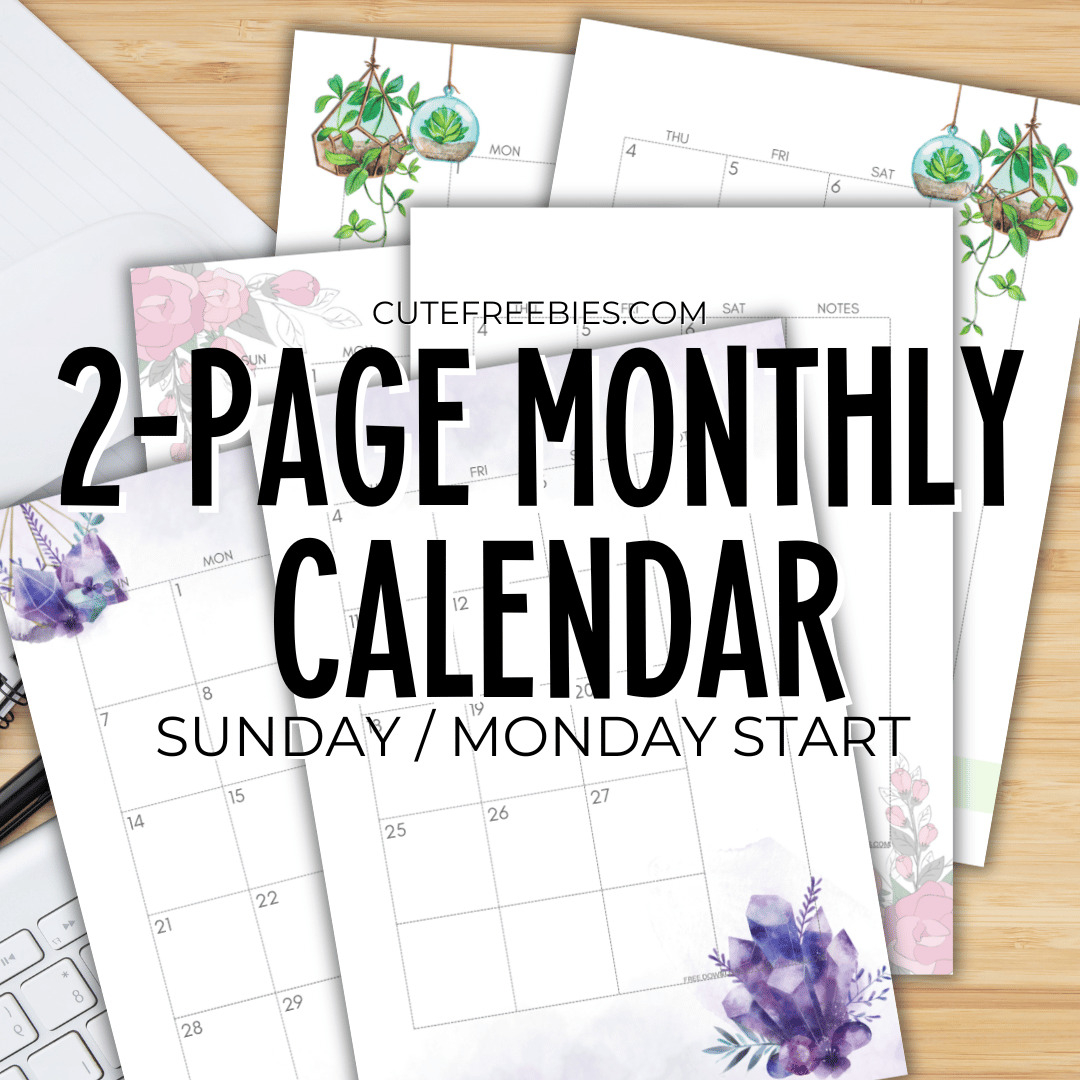 2025 2026 Monthly Two Page Calendar Spread Free Printable Cute Freebies For You 2025 2026 Monthly Two Page Calendar Spread Free Printable Cute Freebies For You