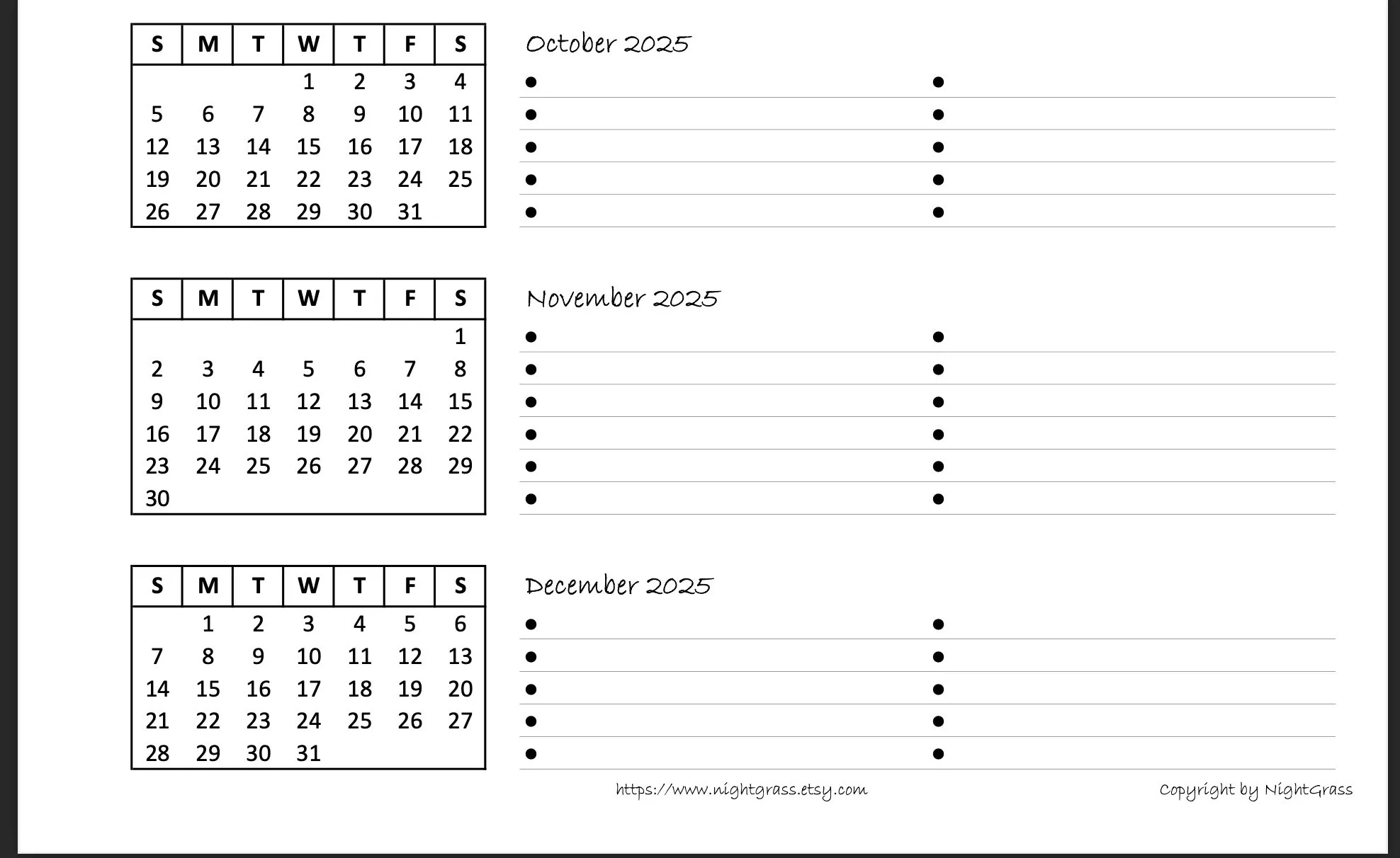 2025 6 month Minimalist Calendar US Letter digital Download Etsy