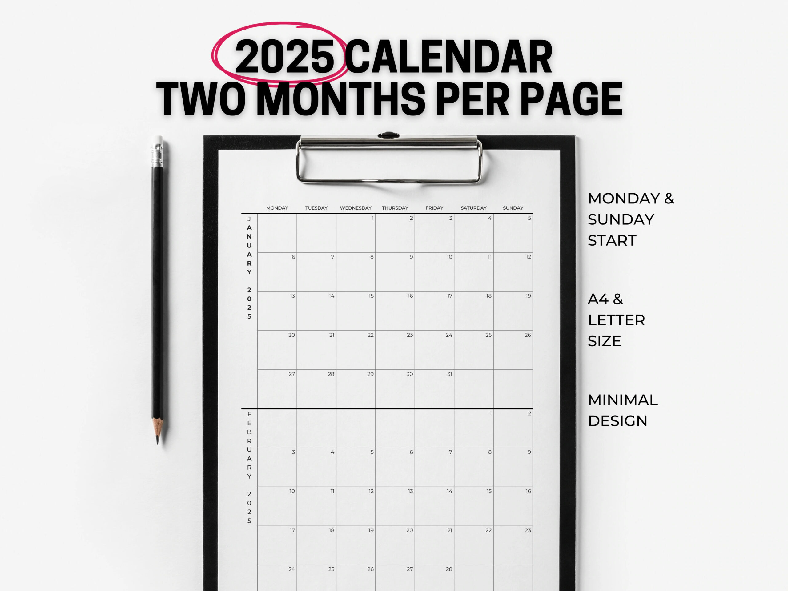2025 Calendar 2 Months Per Page Minimalist Calendar Printable PDF Instant Download Etsy 2025 Calendar 2 Months Per Page Minimalist Calendar Printable PDF Instant Download Etsy