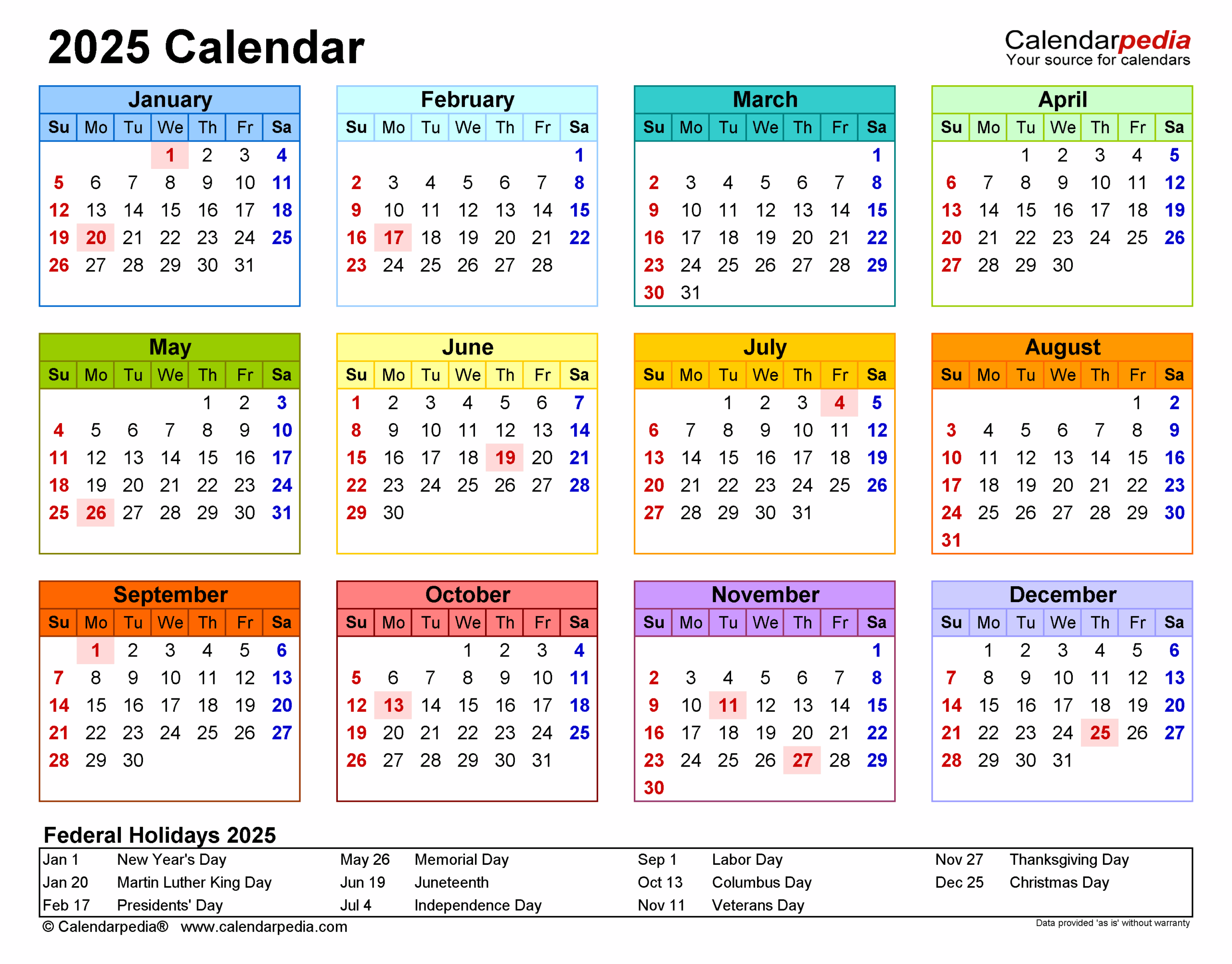 2025 Calendarpedia Printable