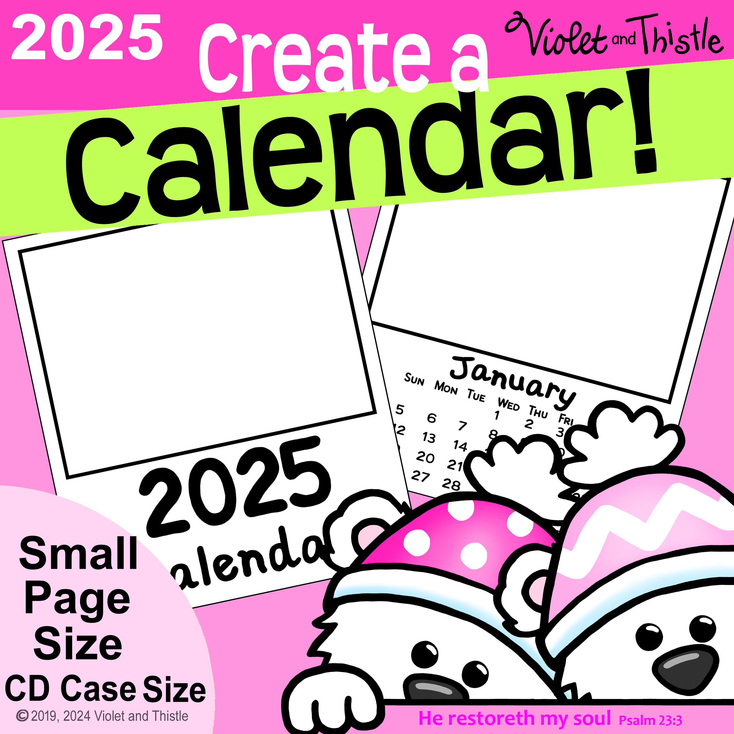 2025 Calendar CD CASE SIZE Printable Monthly Parent Christmas Gift For Parent Draw Simple Border CD1 Made By Teachers