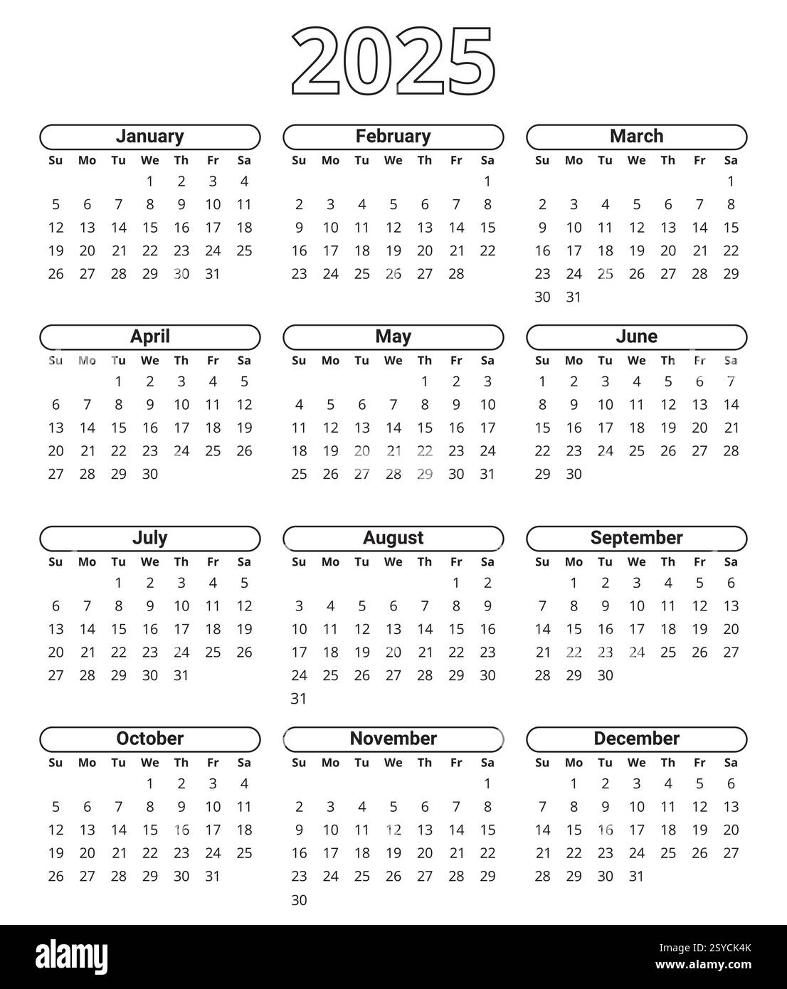 2025 Calendar Design Black And White Stock Photos Images Page 2 Alamy