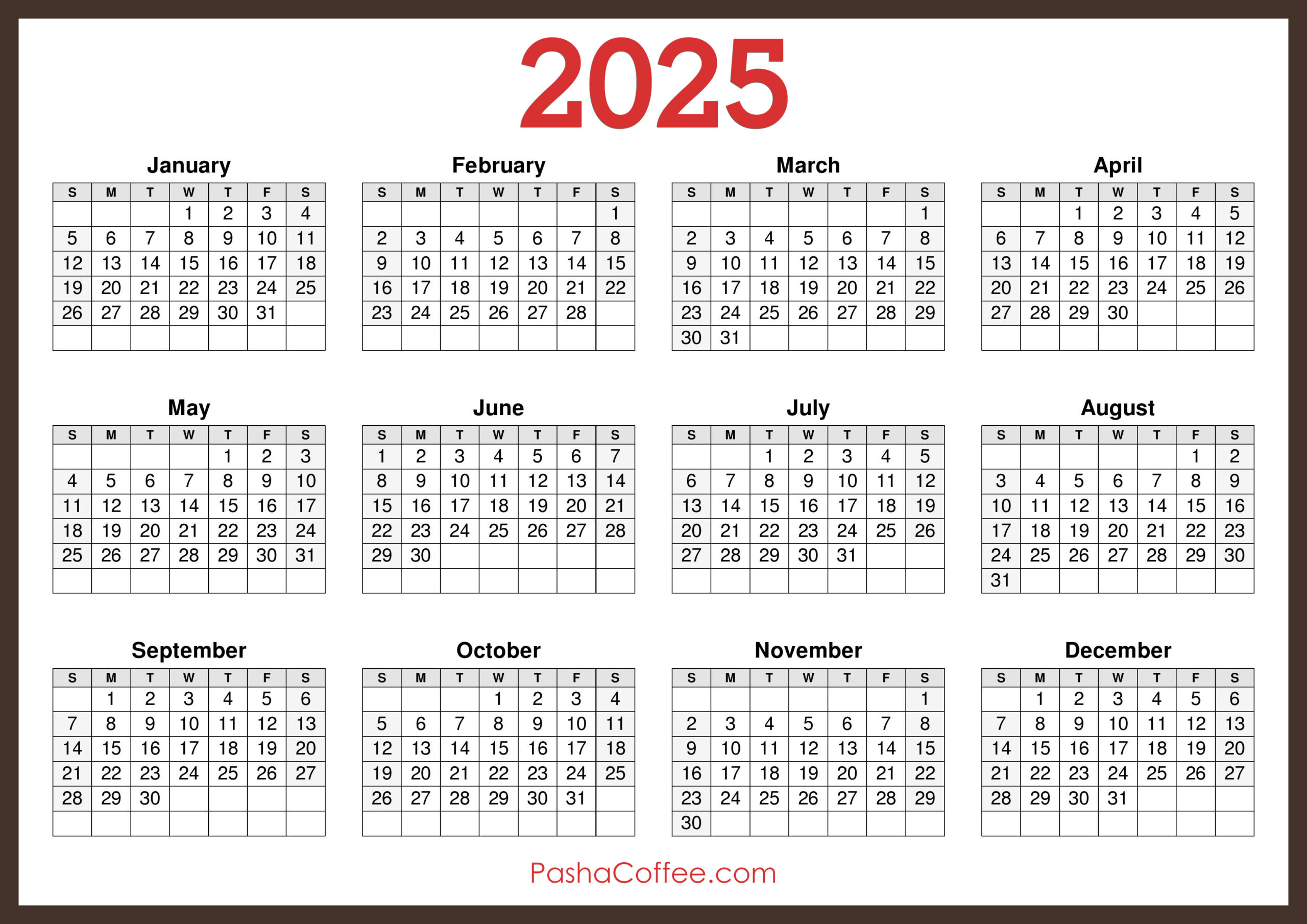2025 2025 Printable Calendar