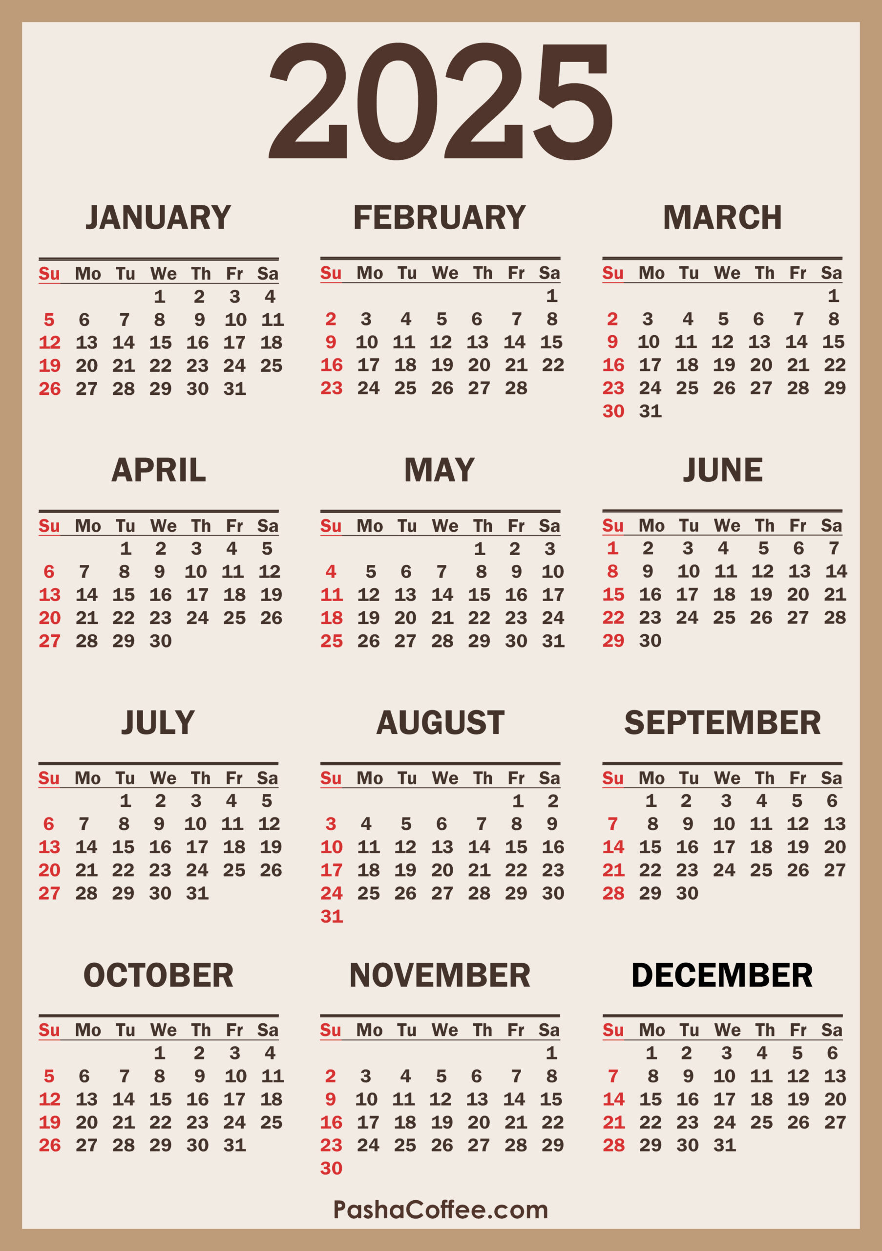 2025 Calendar Printable Free Vertical PashaCoffee 2025 Calendar Printable Free Vertical PashaCoffee