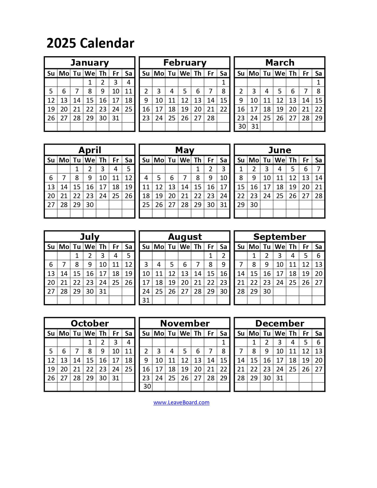 2025 Calendar Printable PDF Excel With Holidays Free Download 2025 Calendar Printable PDF Excel With Holidays Free Download