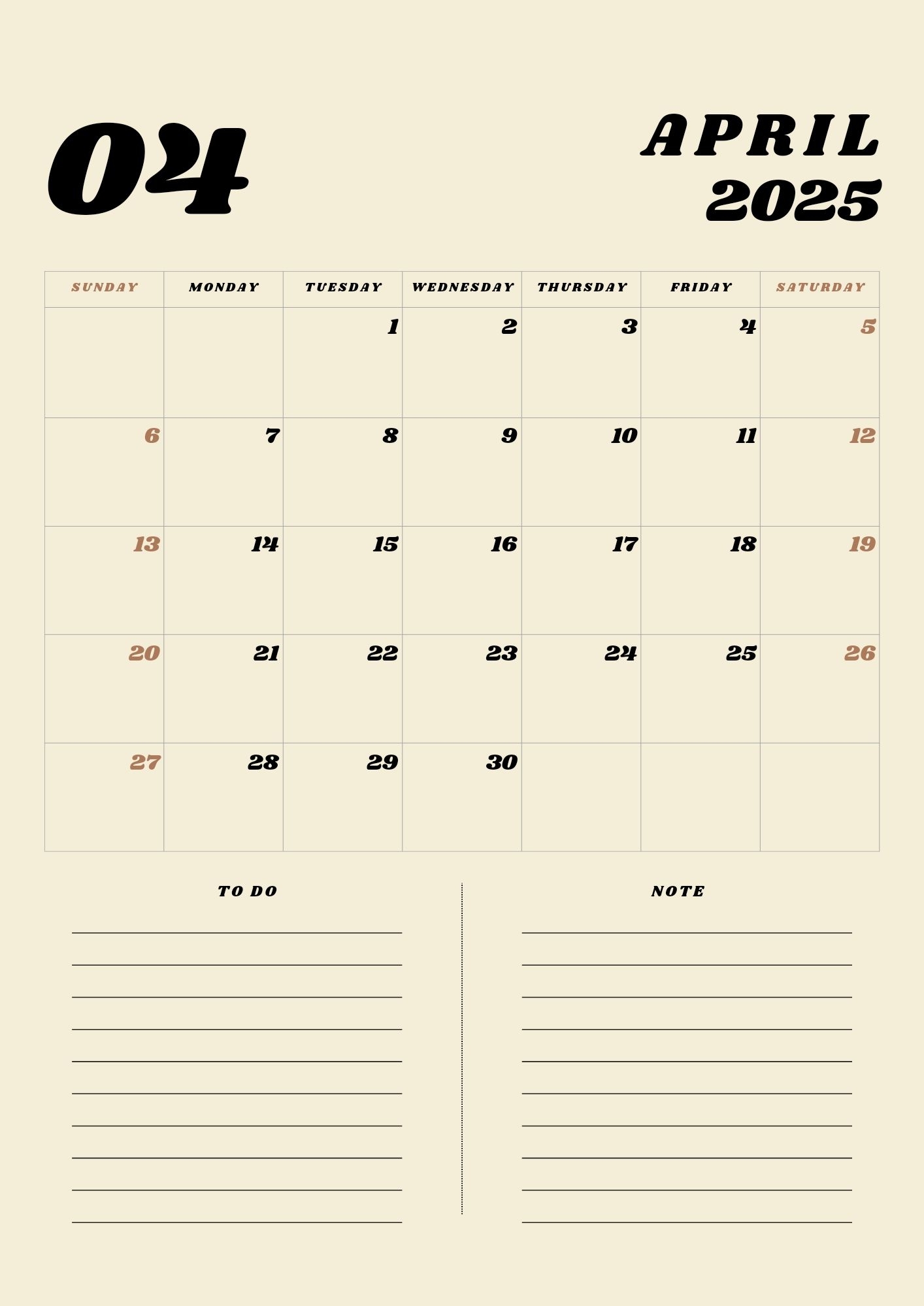 2025 Simple Calendar Printable Free