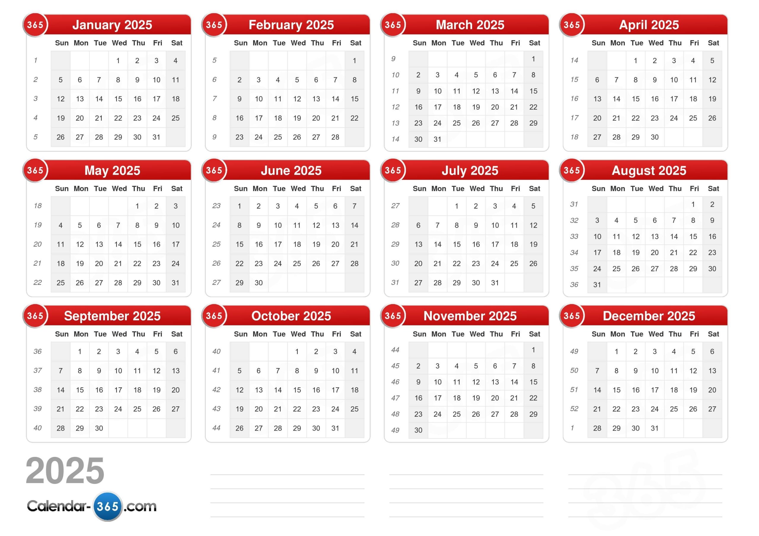 Yearly Calendar 2025 Printable Free Download Yearly Calendar 2025 Printable Free Download