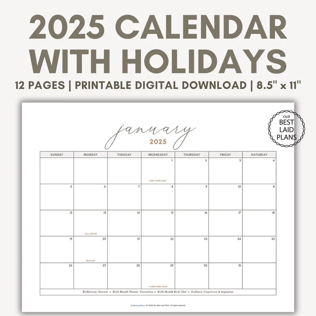 Calendar Free Printable 2025