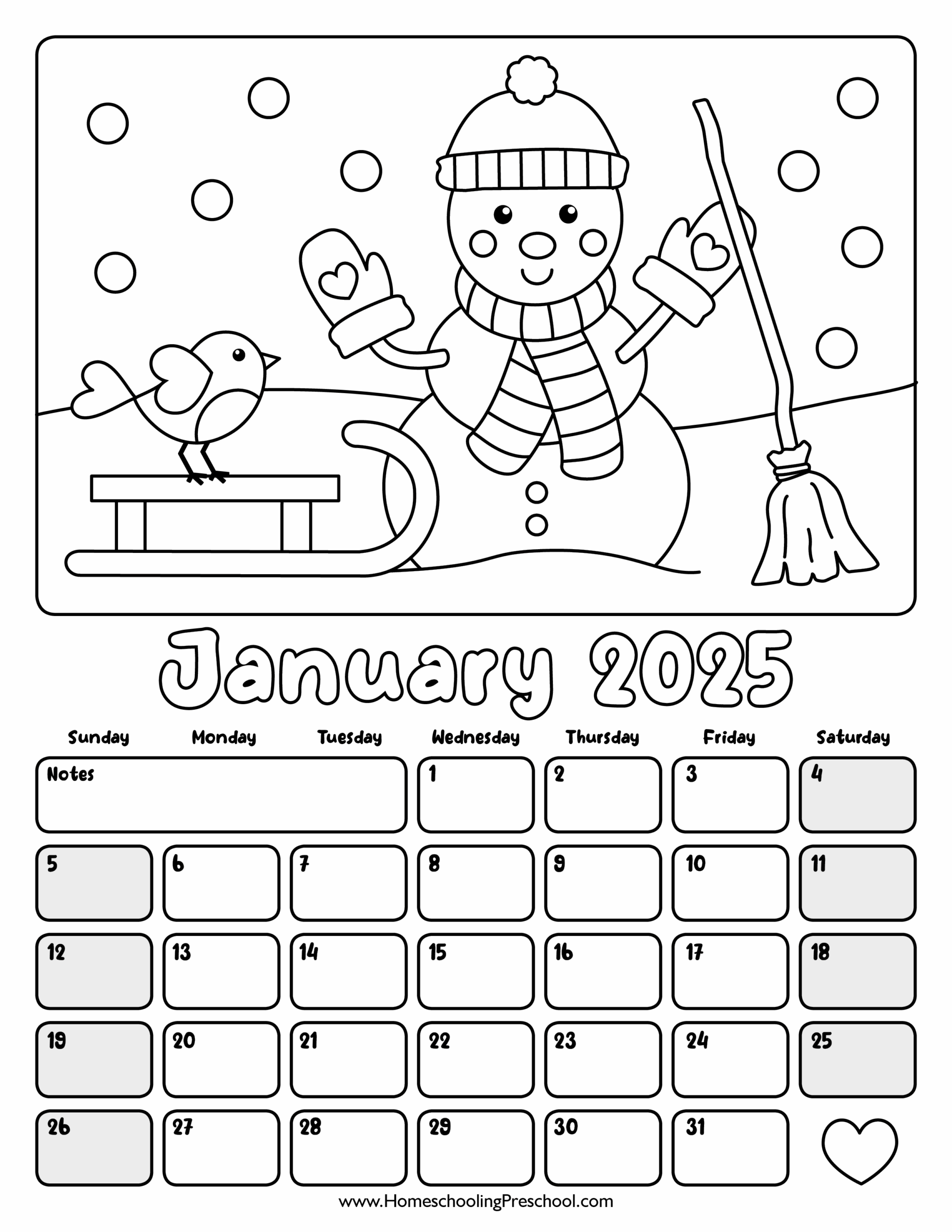 2025 Coloring Calendar A Creative Way To Celebrate Each Month That Kids Craft Site