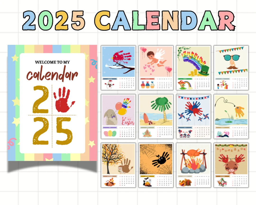 2025 DIY Handprint Calendar Calendar Craft Kids Activities Craft Preschool Handprint Activity Monthly Baby Toddler Calendar Printable Etsy