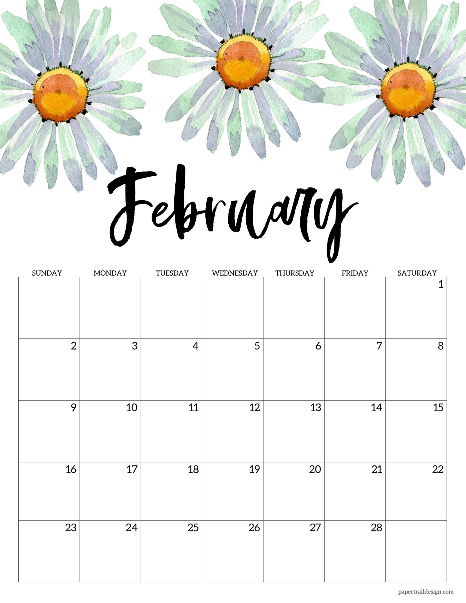2025 Free Printable Calendar Floral Paper Trail Design