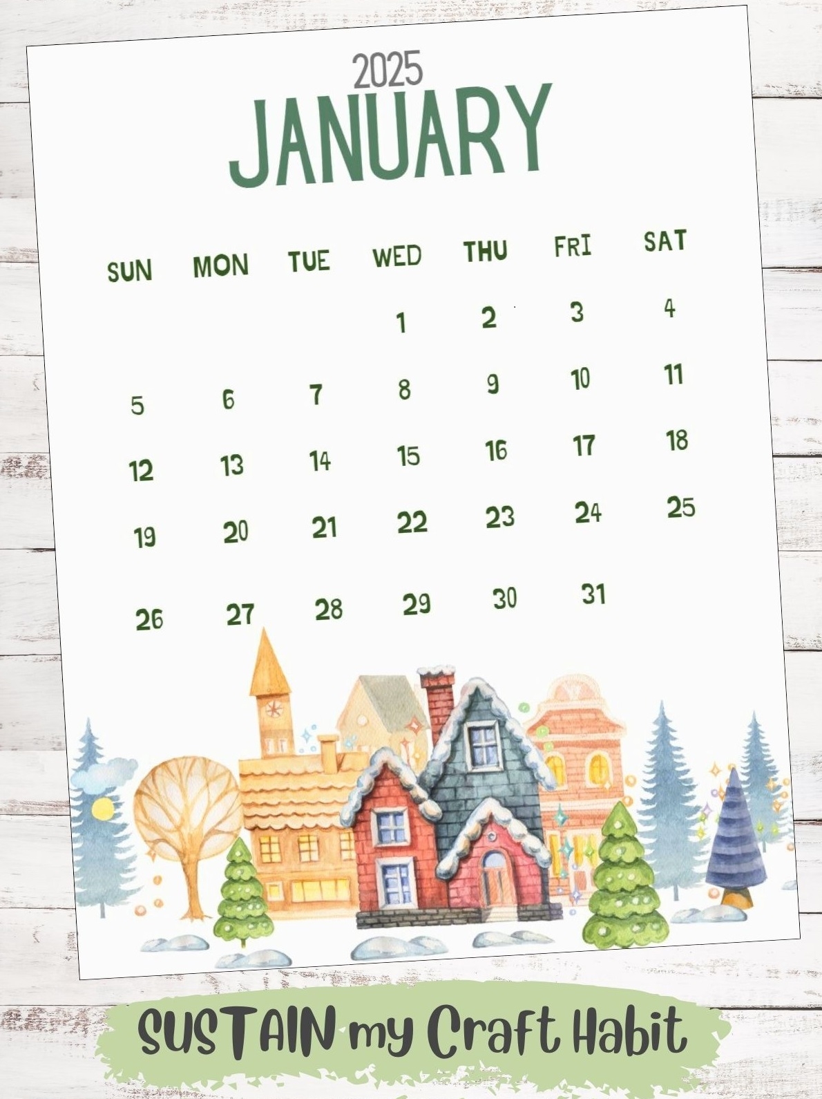 2025 FREE Printable Calendar Monthly Sustain My Craft Habit