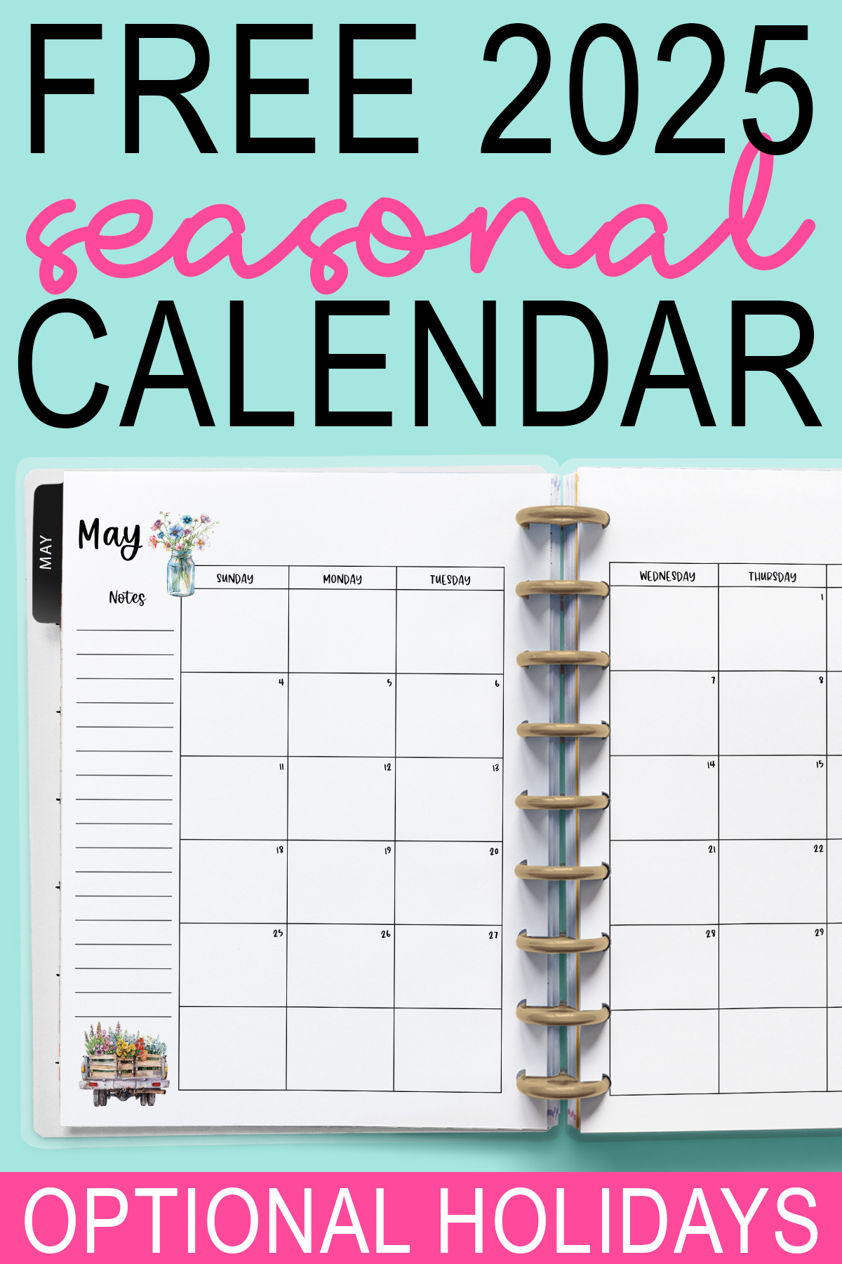 Printable Seasonal Calendar 2025
