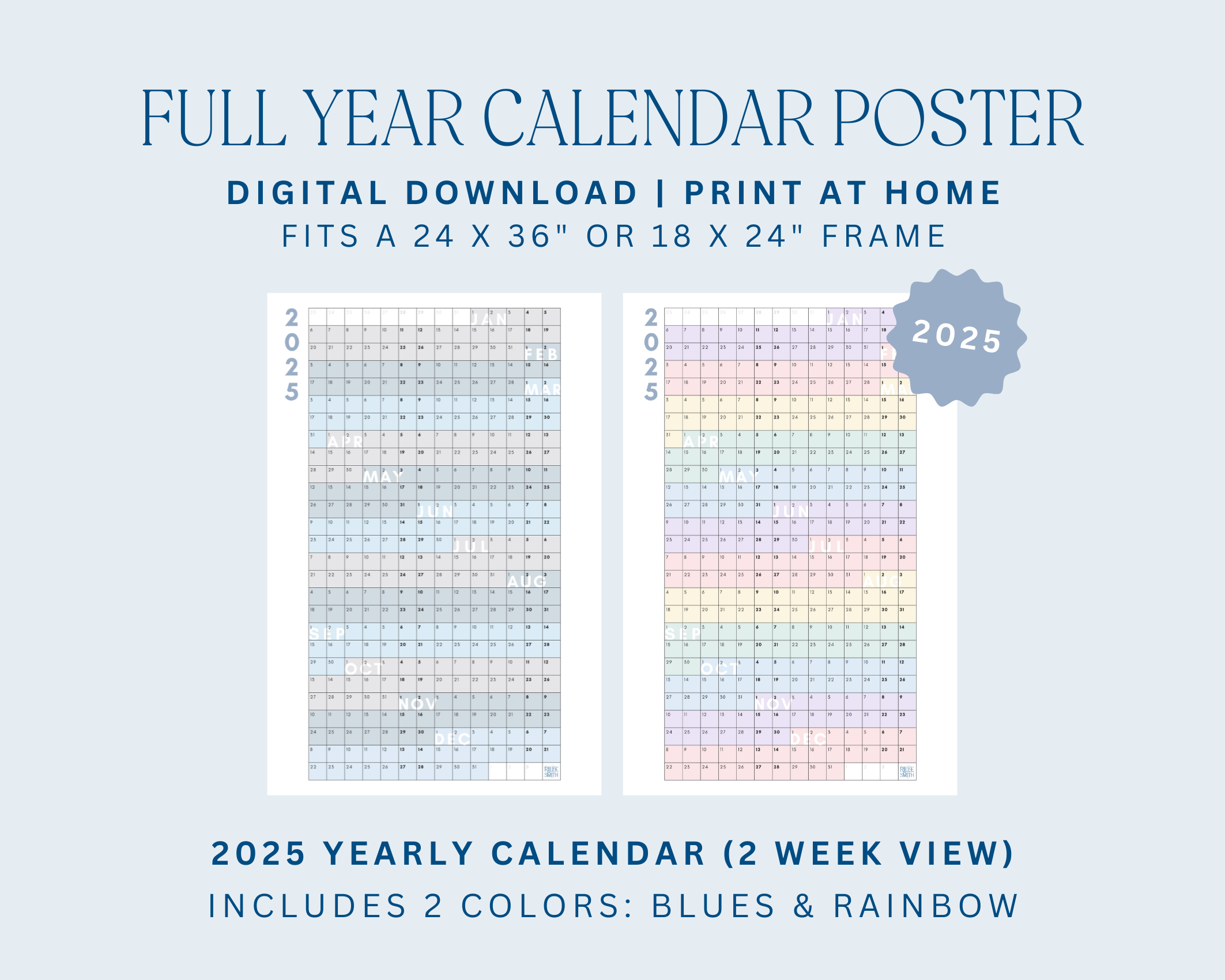 2025 Full Year Calendar Rilee Smith