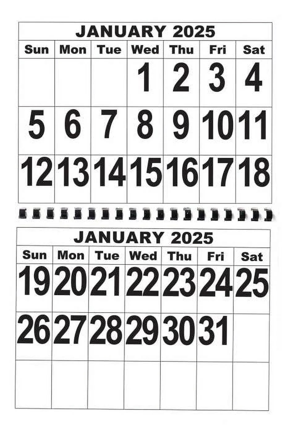 2025 Giant Print Calendar Walmart
