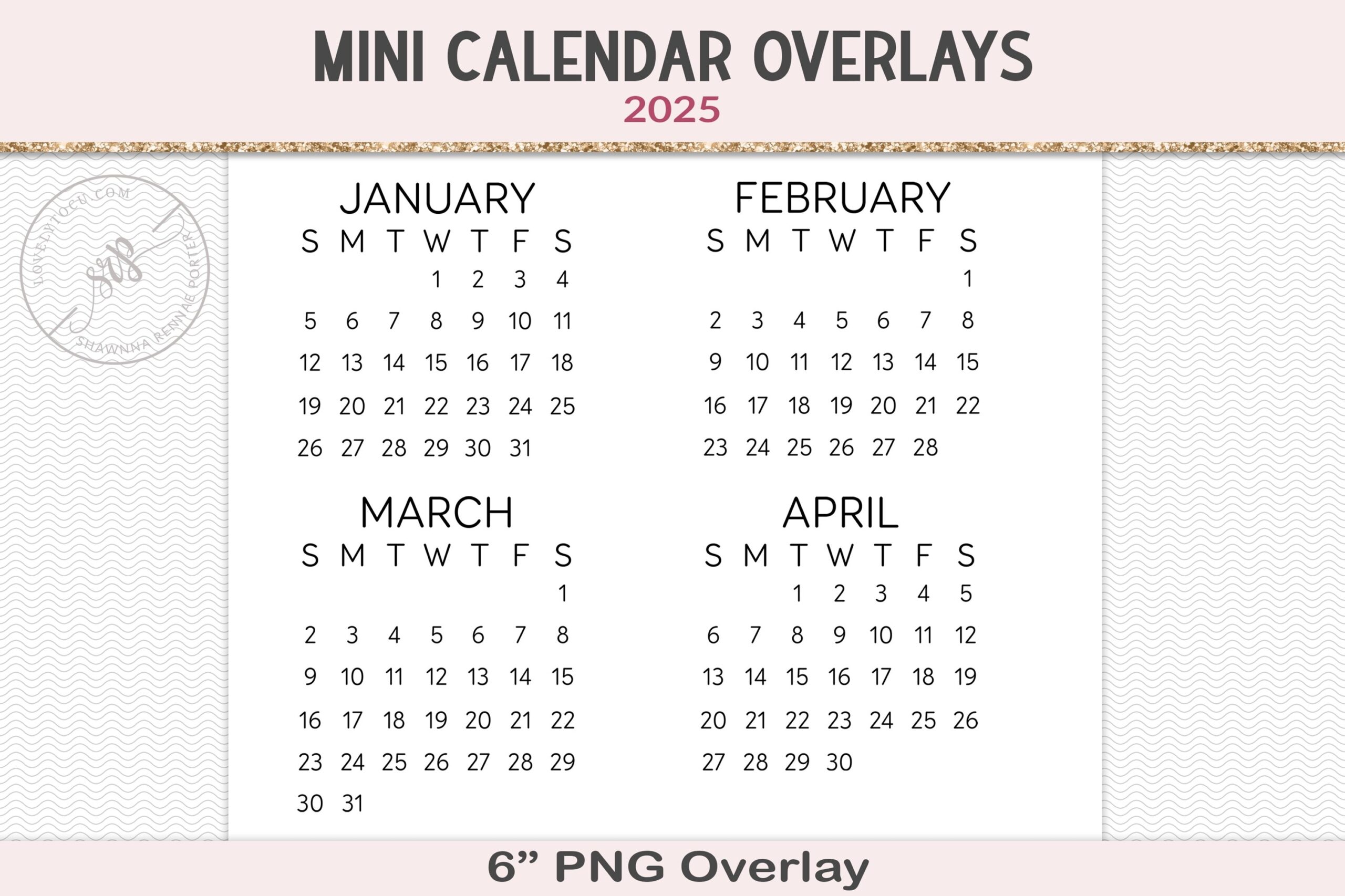 2025 Mini Calendar PNG Overlay 4154099 