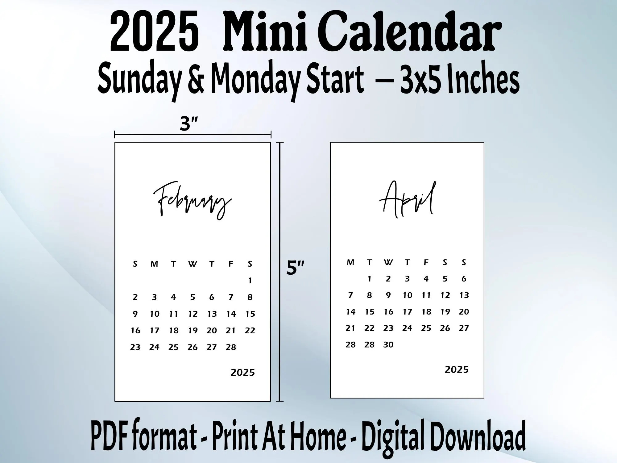 2025 Mini Calendar Printable PDF 3 X 5 Inches Small Calendar Sunday And Monday Start Digital Download Etsy 2025 Mini Calendar Printable PDF 3 X 5 Inches Small Calendar Sunday And Monday Start Digital Download Etsy
