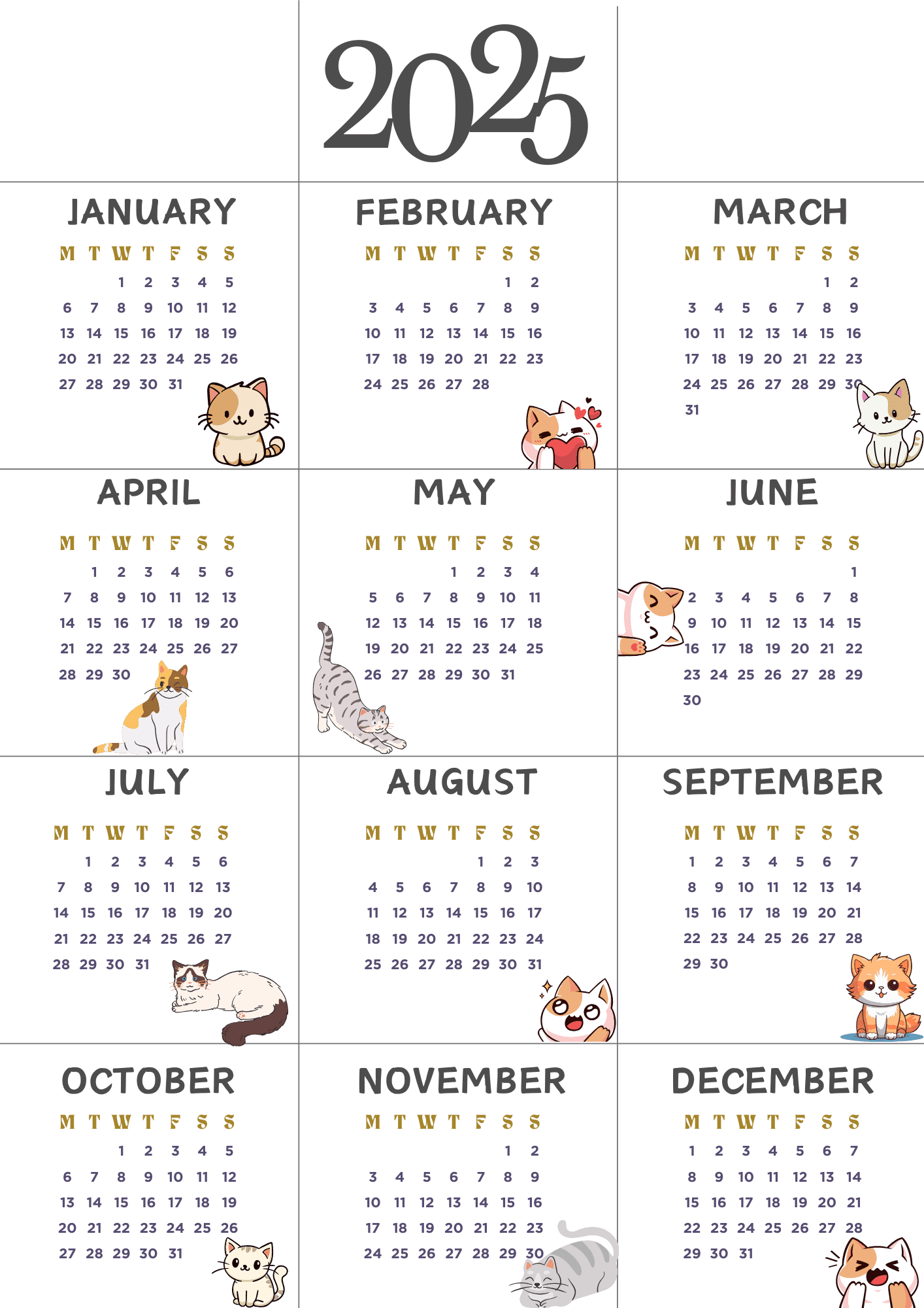 Mini Printable Calendar 2025 Mini Printable Calendar 2025