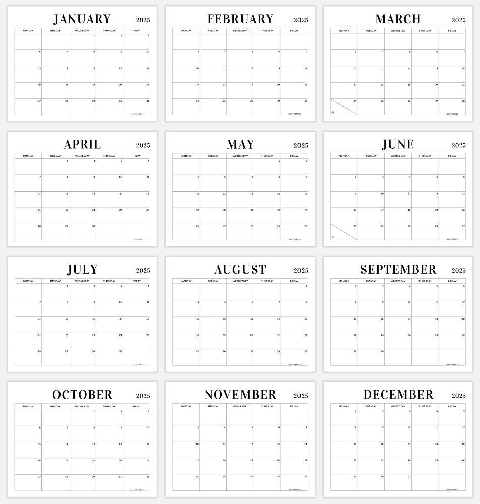 Printable 2025 Calendar By Month